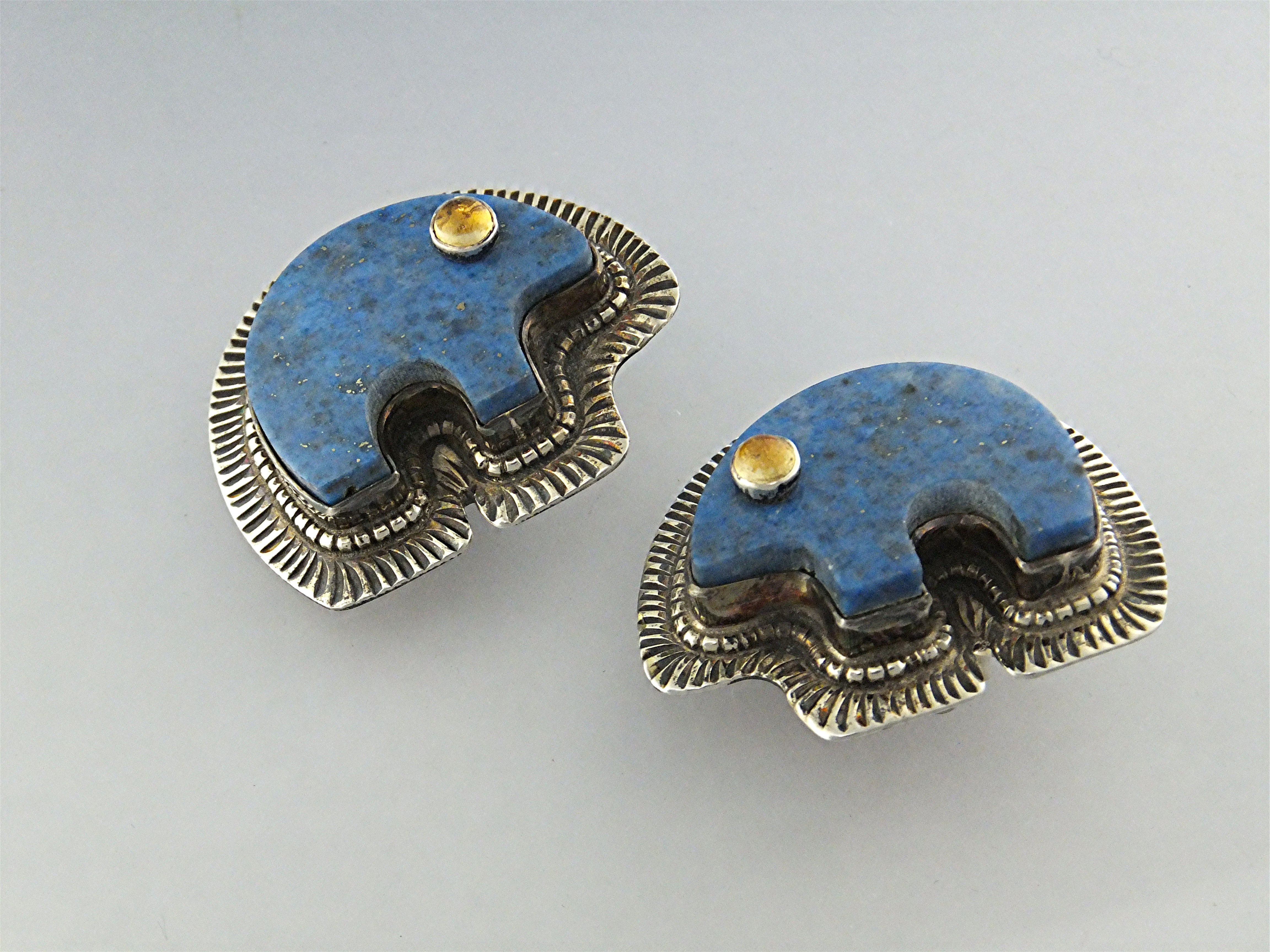 David Troutman Denhim Lapis Amber Sterling Silver Clips