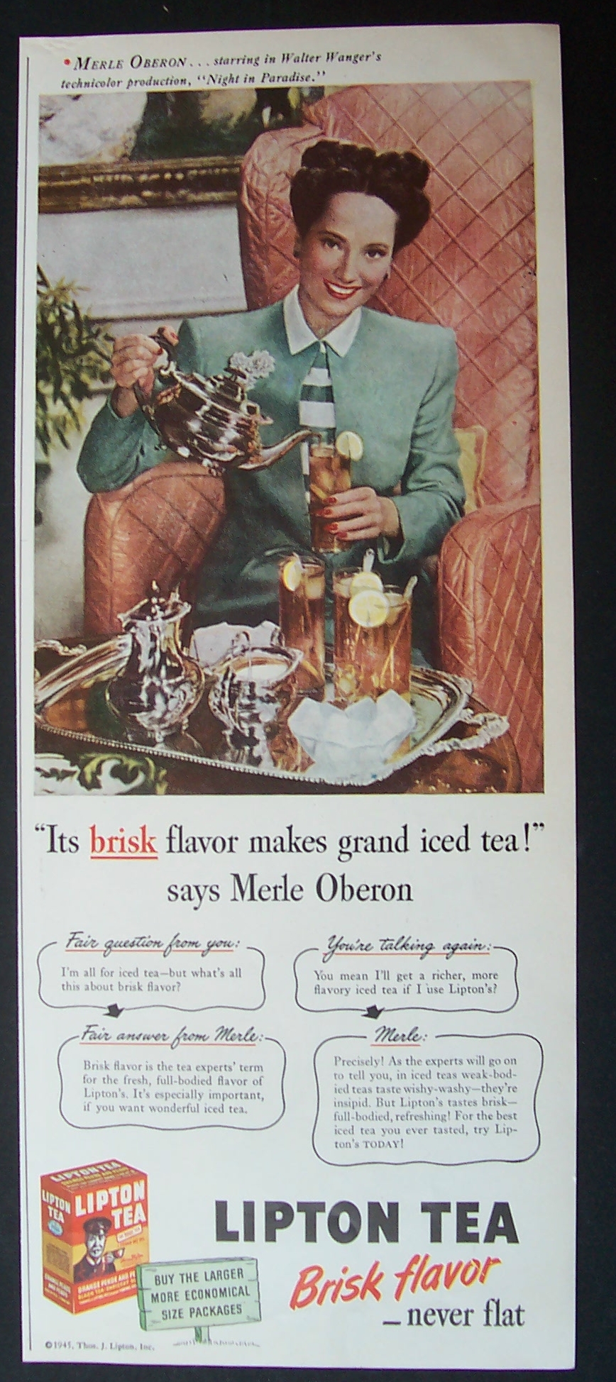 1945  Lipton  Tea  with  Merle  Oberon