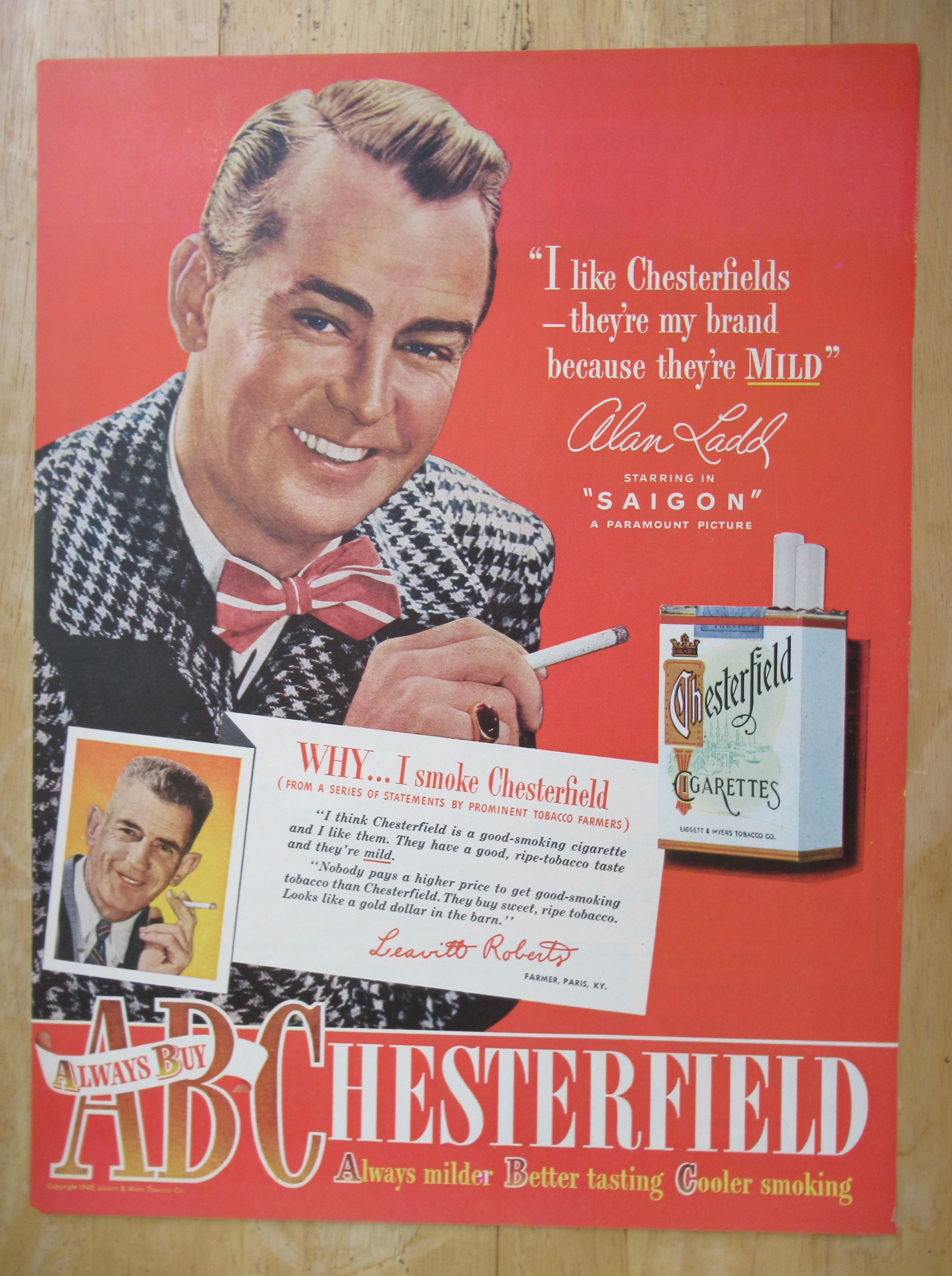1948 Chesterfield Cigarettes with Alan Ladd