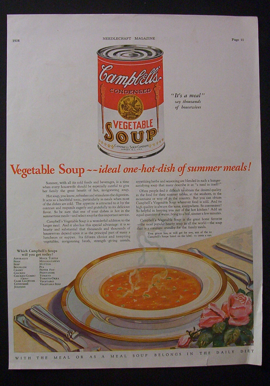 1928  Campbell's  Vegetable  Soup