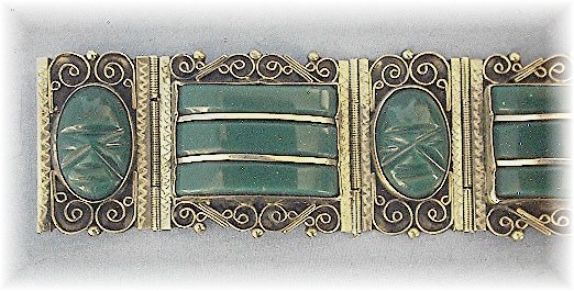 Mexican Silver  Green Glass Brac Matching Ring