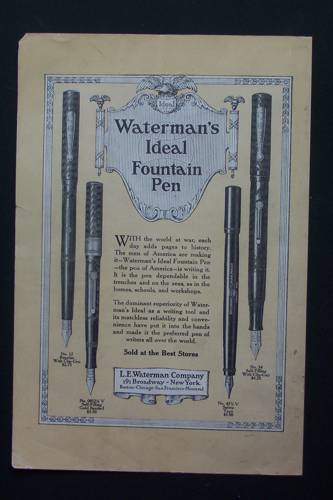 1917 Waterman Ideal Fountain Pen with 4 Different Types