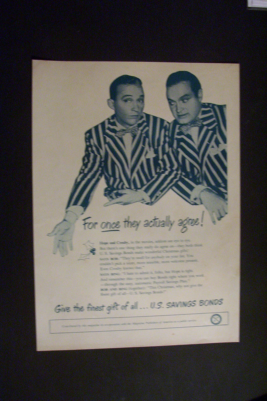 1947 U.S. Savings Bond w/ Bing Crosby & Bob Hope