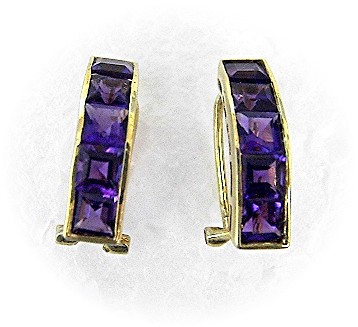 14K Gold   Amethyst French Clip Pierced Earrings