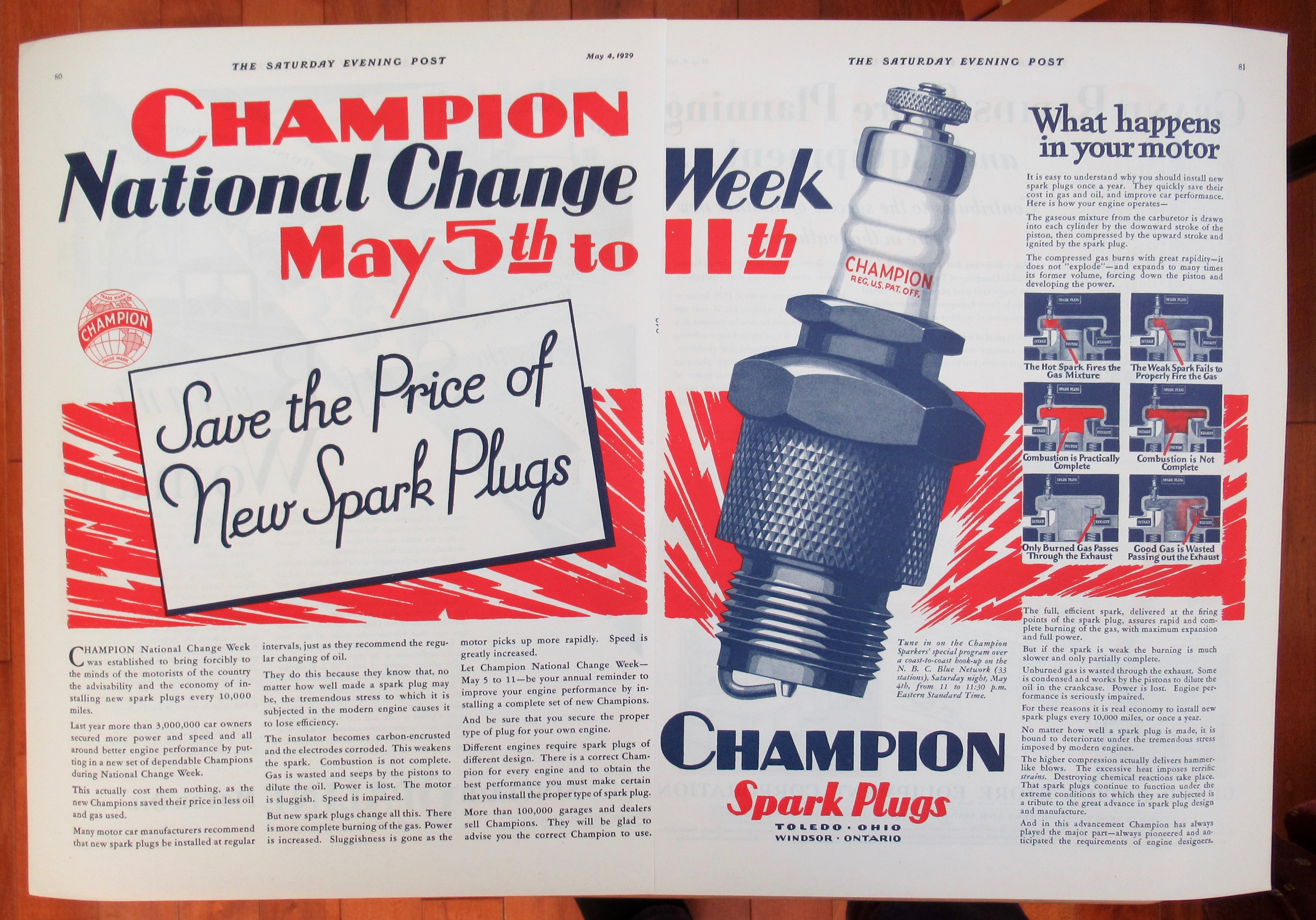 1929 Champion Spark Plugs with Champion Spark Plug
