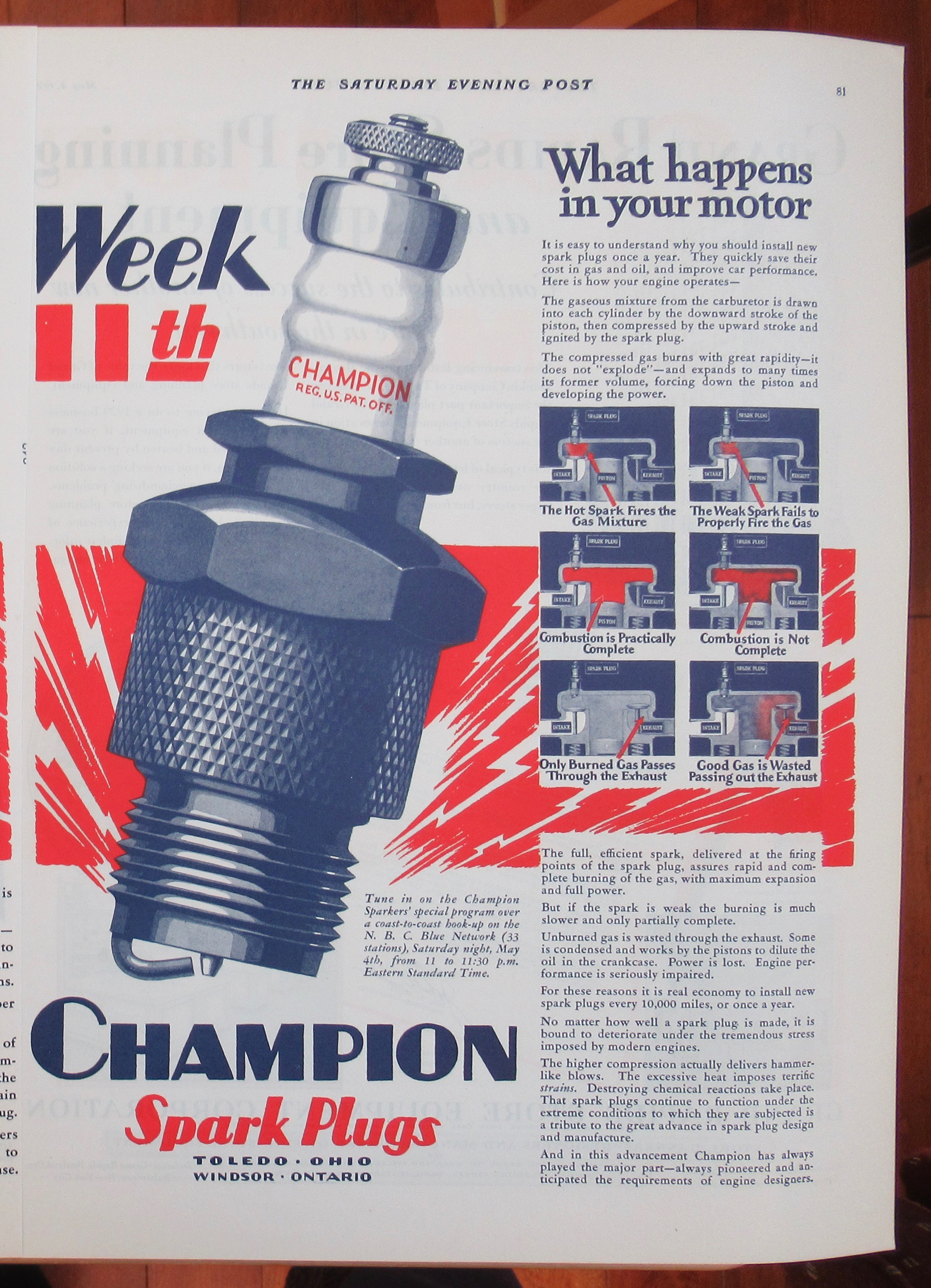 1929 Champion Spark Plugs with Champion Spark Plug