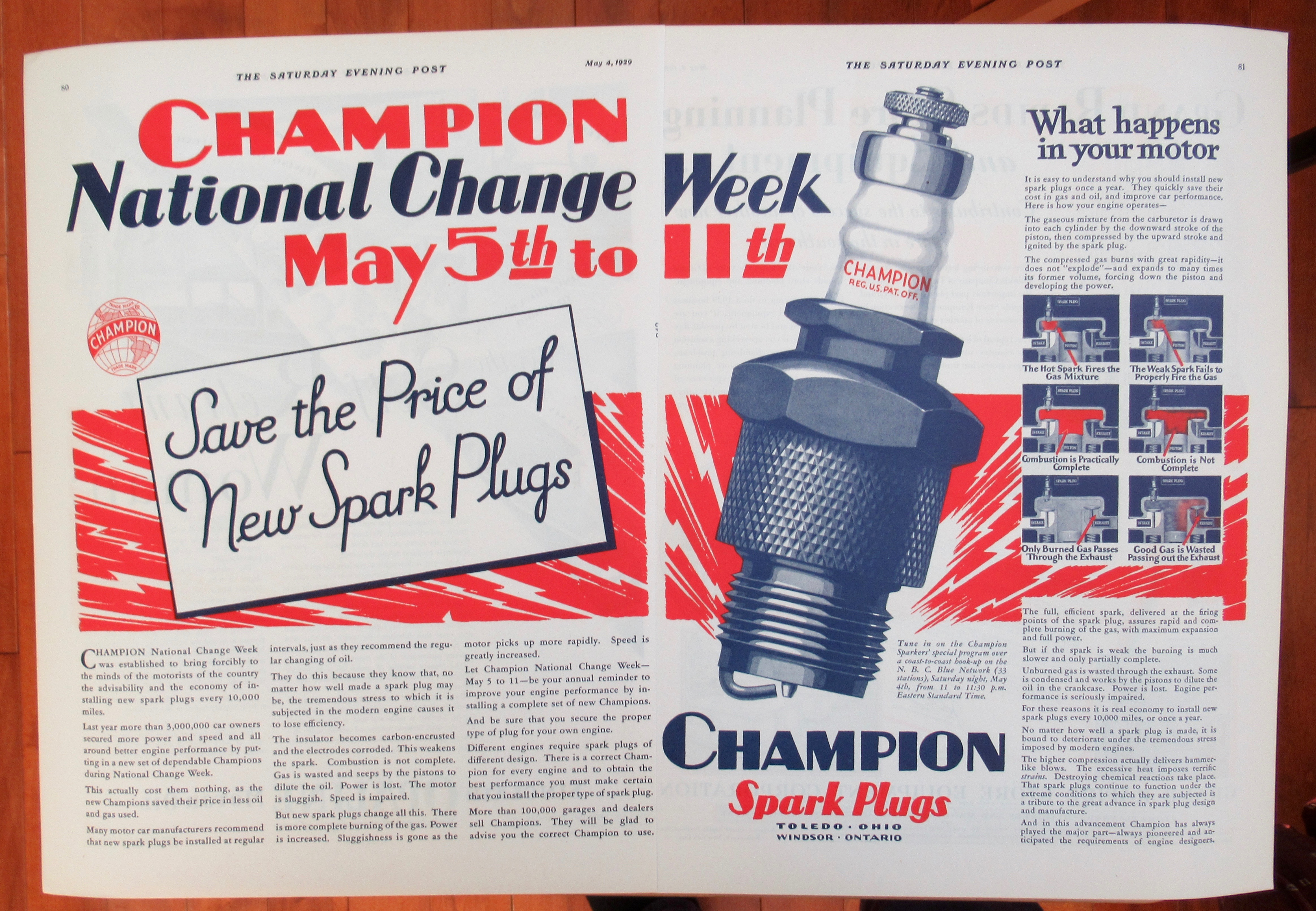 1929 Champion Spark Plugs with Champion Spark Plug