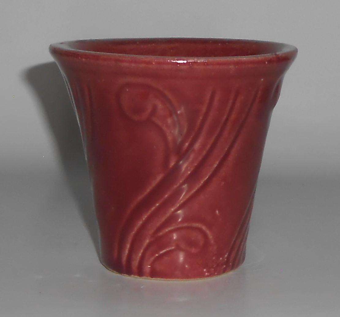 Pacific Pottery Burgundy Art Deco 3-3/8'' Flower Pot