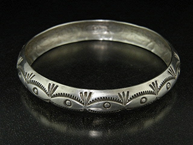 Native American W. Tracy Sterling Silver Bangle