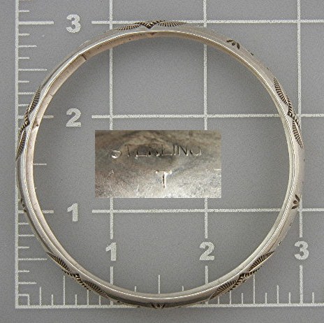 Native American Sterling Silver Bangle Bracelet T
