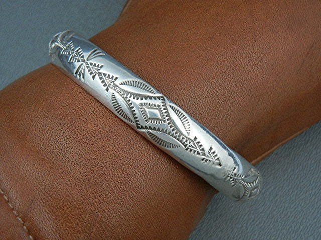 Native American Sterling Silver Bangle Bracelet T