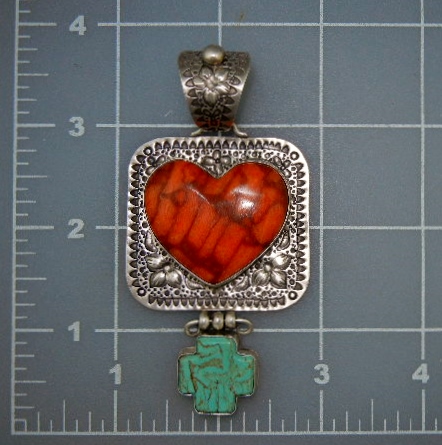 David Troutman Apple Coral Turquoise Sterling Silver Pe
