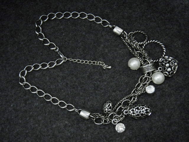 Costume Necklace  Faux Pearls and Rhinestone