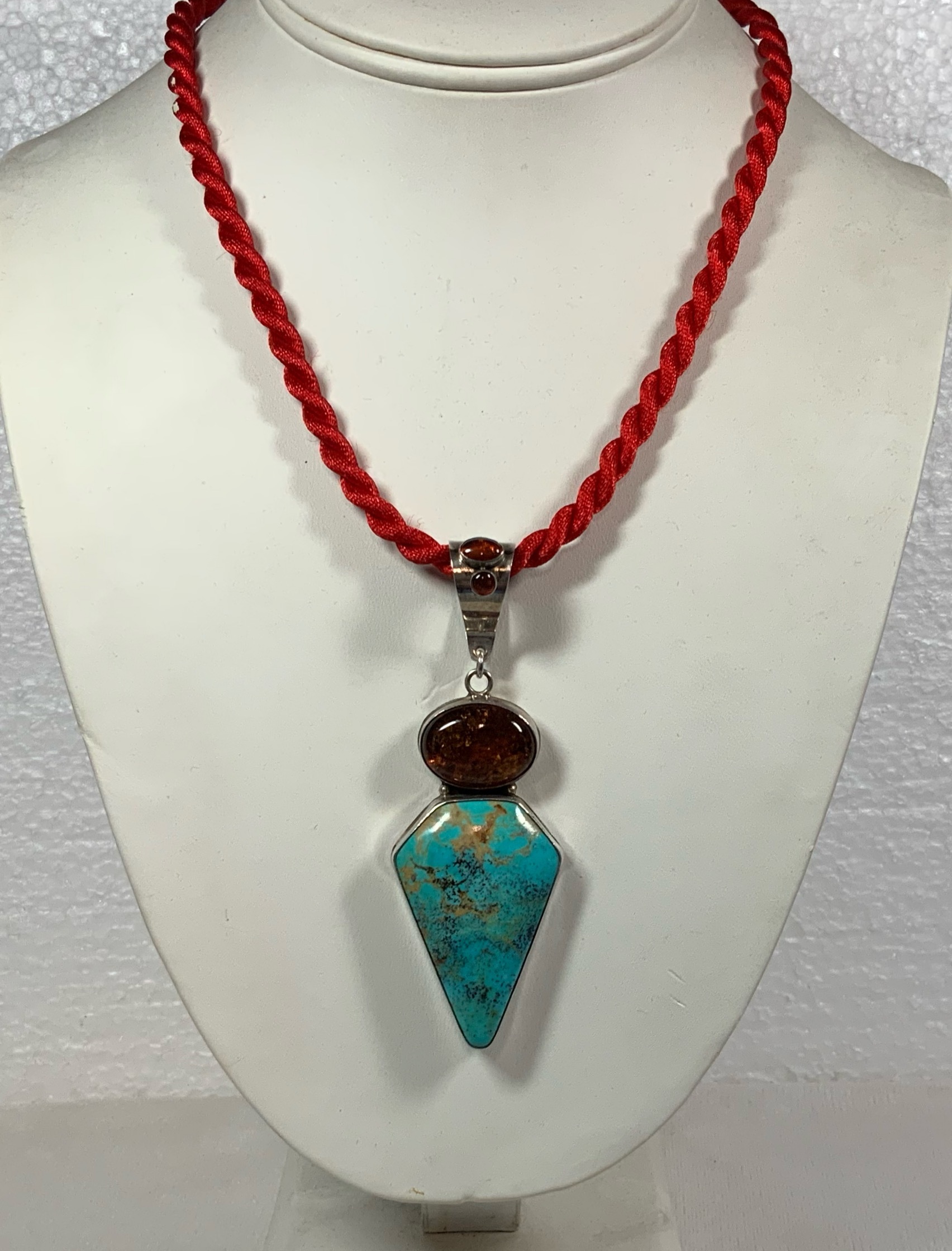 David Troutman Kingman Turquoise Amber Pendant