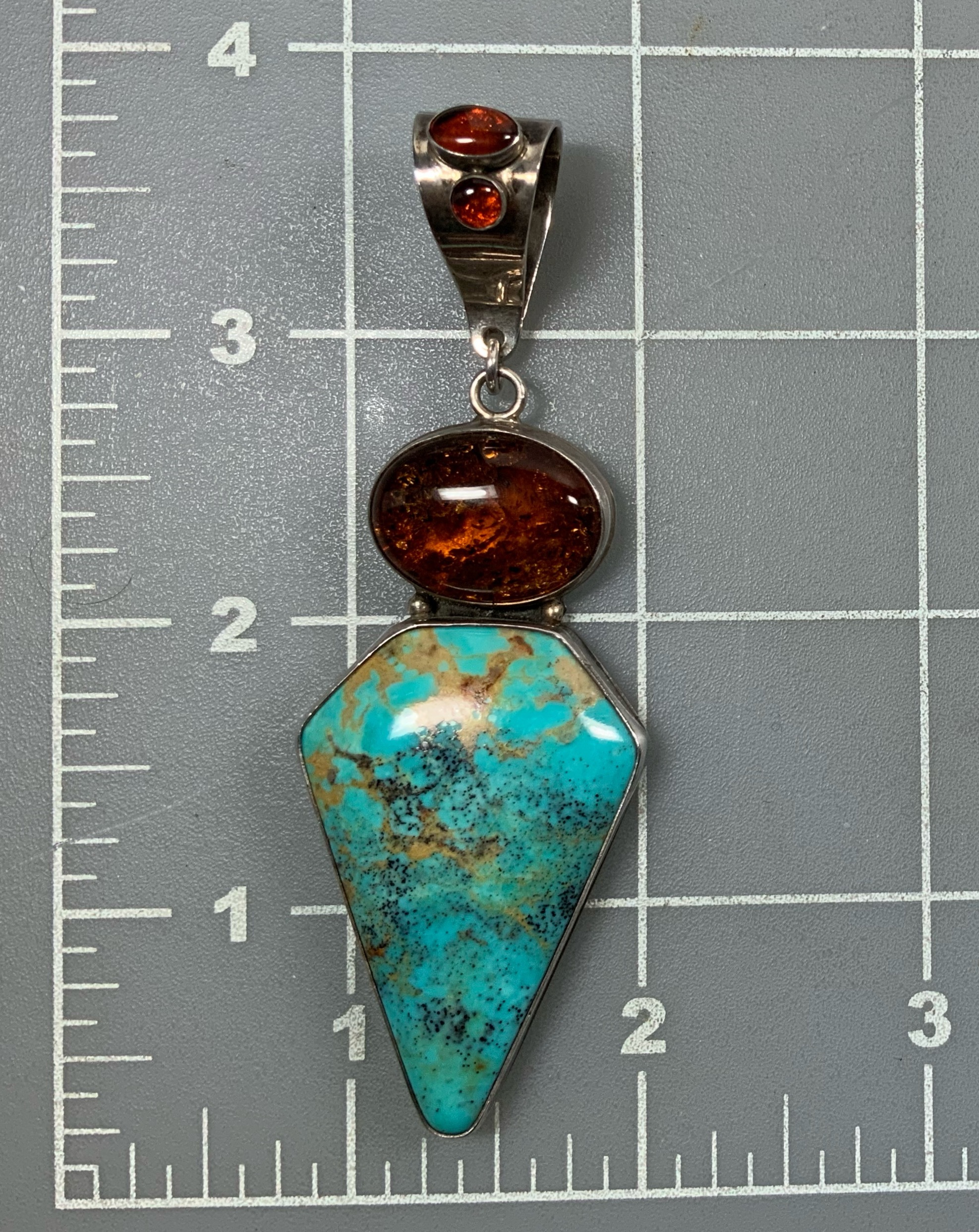 David Troutman Kingman Turquoise Amber Pendant