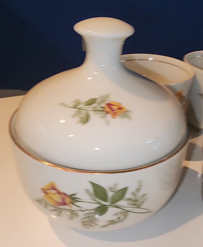 Vintage Kahla GDR East German Porcelain Dinnerware Set - Yellow Rose Pattern