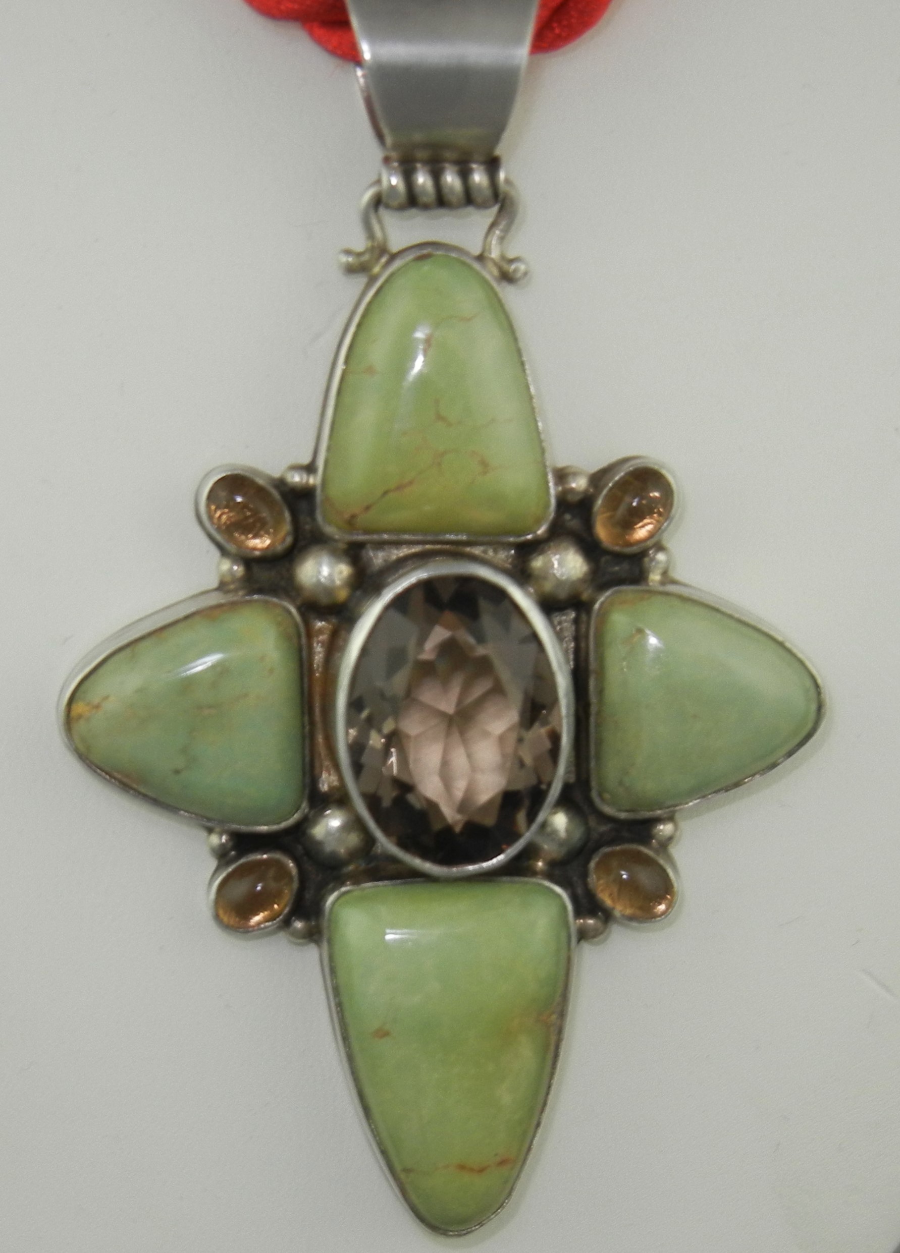 David Troutman Kingman Turquoise Citrine Cross Pendant