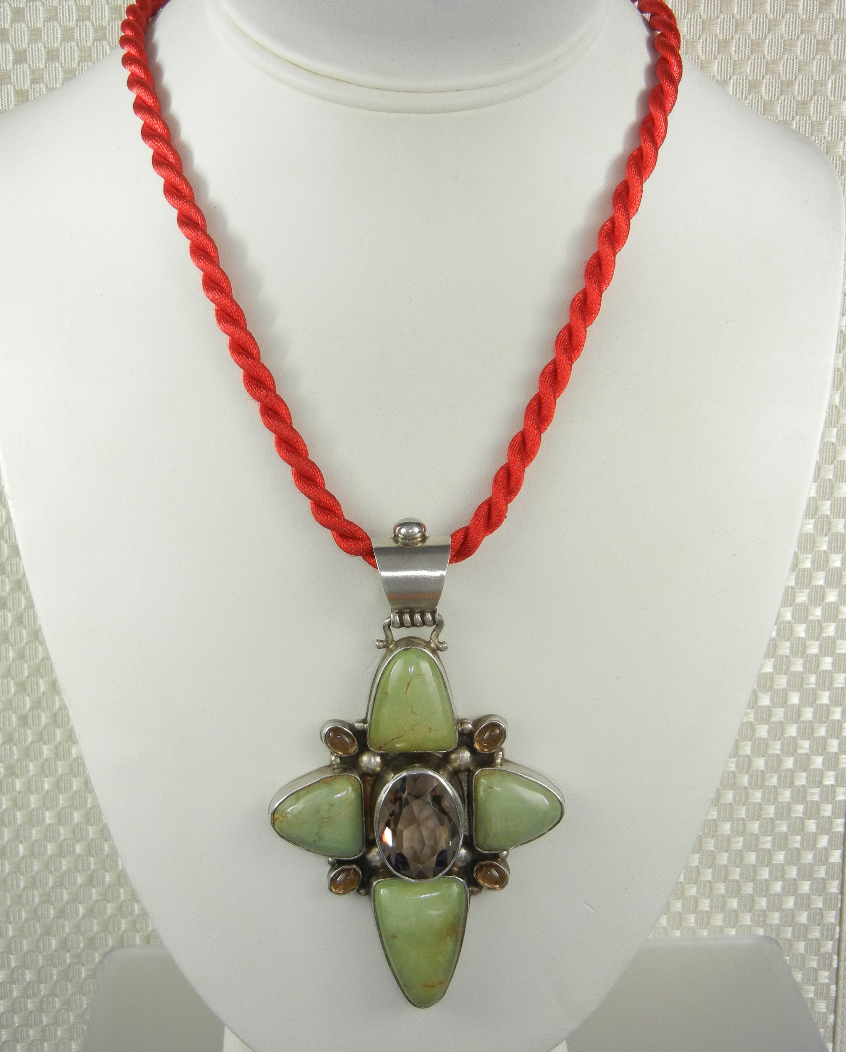 David Troutman Kingman Turquoise Citrine Cross Pendant
