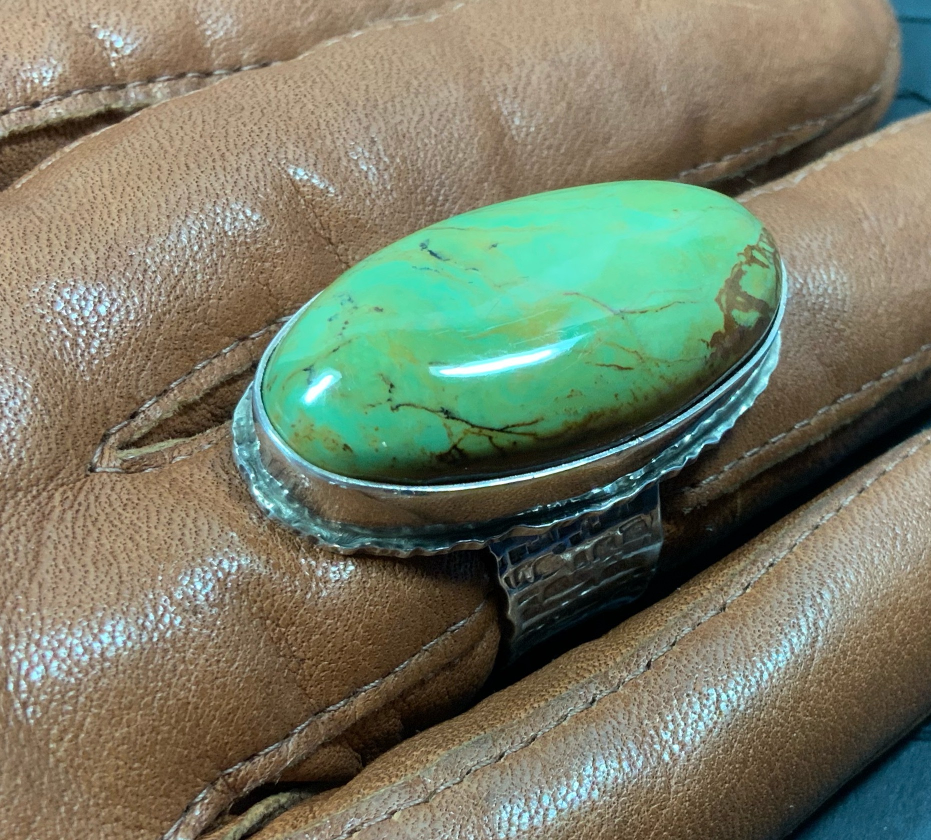 David Troutman Green Turquoise Sterling Silver Ring