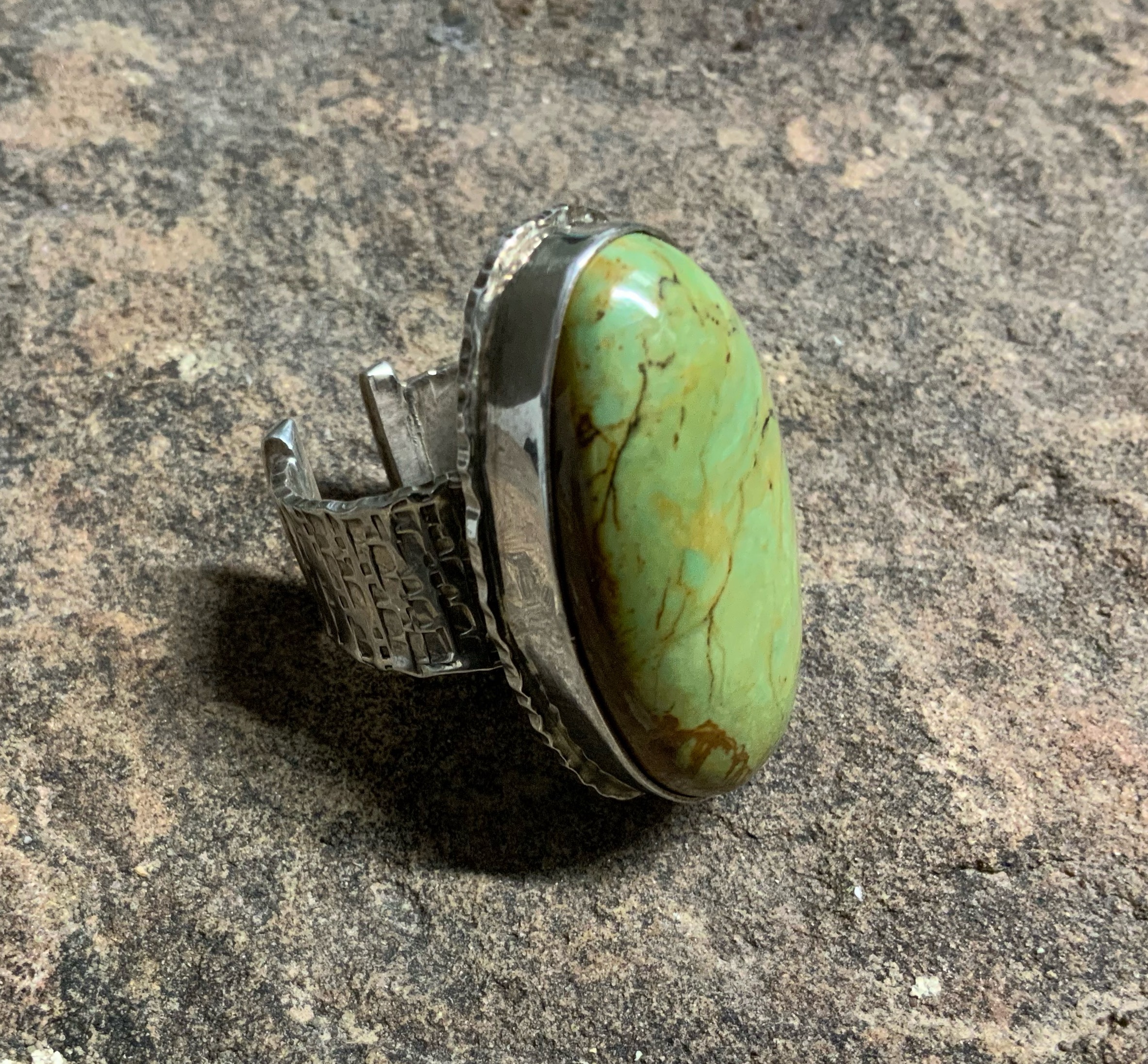 David Troutman Green Turquoise Sterling Silver Ring