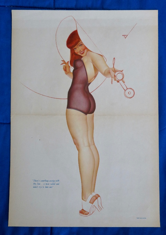 Original 1946 Sexy Pin Up Girl Wearing A Purple Nightie While Holding The Telephone By George Petty