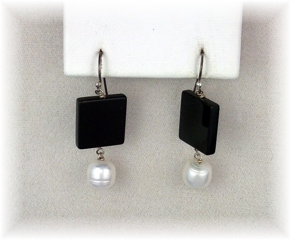 Earrings Onyx 11mm  Pearls Sterling SilveRiley Burnett