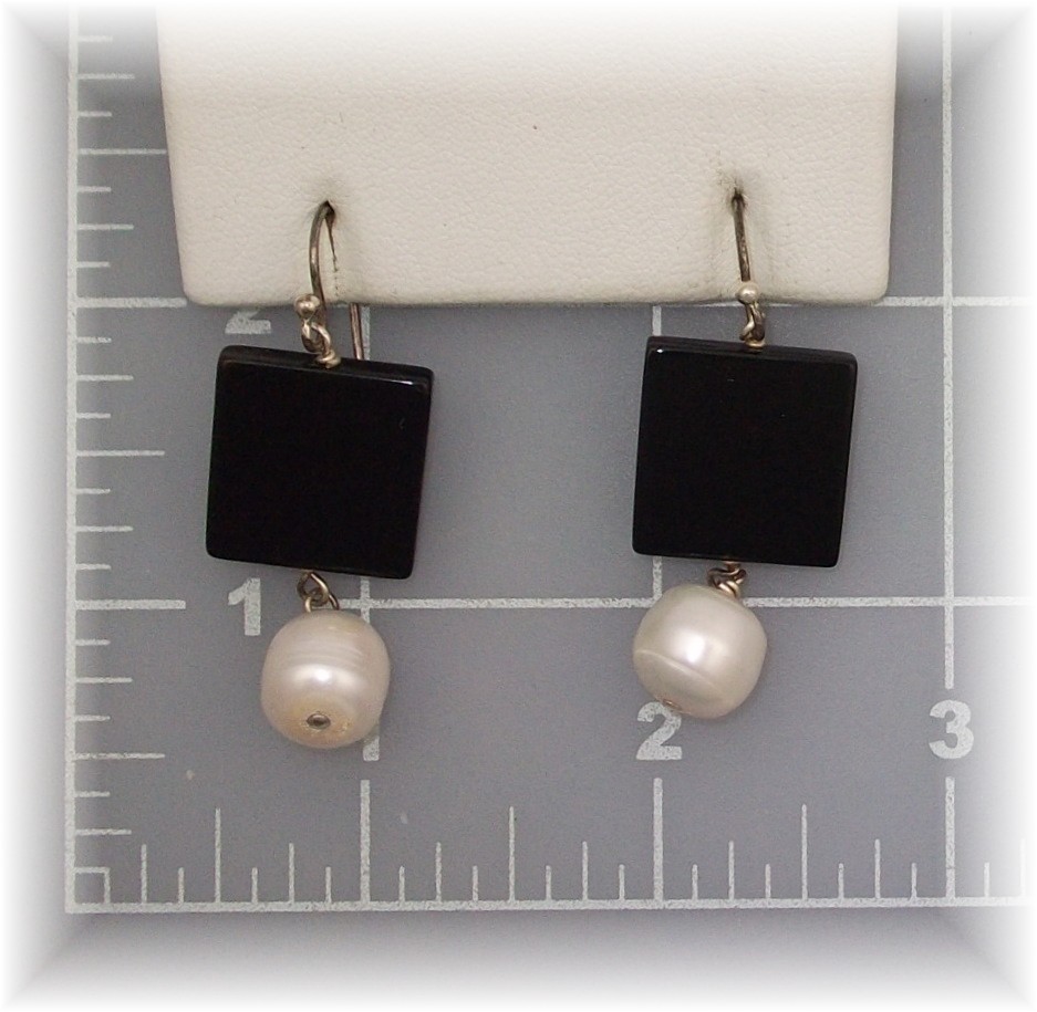 Earrings Onyx 11mm  Pearls Sterling SilveRiley Burnett