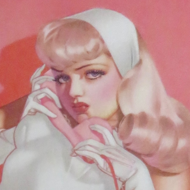 Original 1945 Sexy Pin Up Girl In White Dress While Talking On The Telephone By George Petty