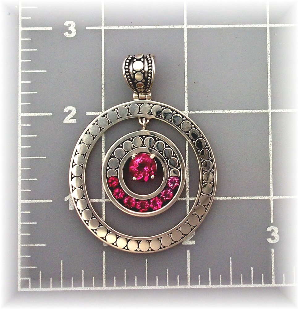 Pink Topaz Sterling Silver Circle Pendant By Peggy V