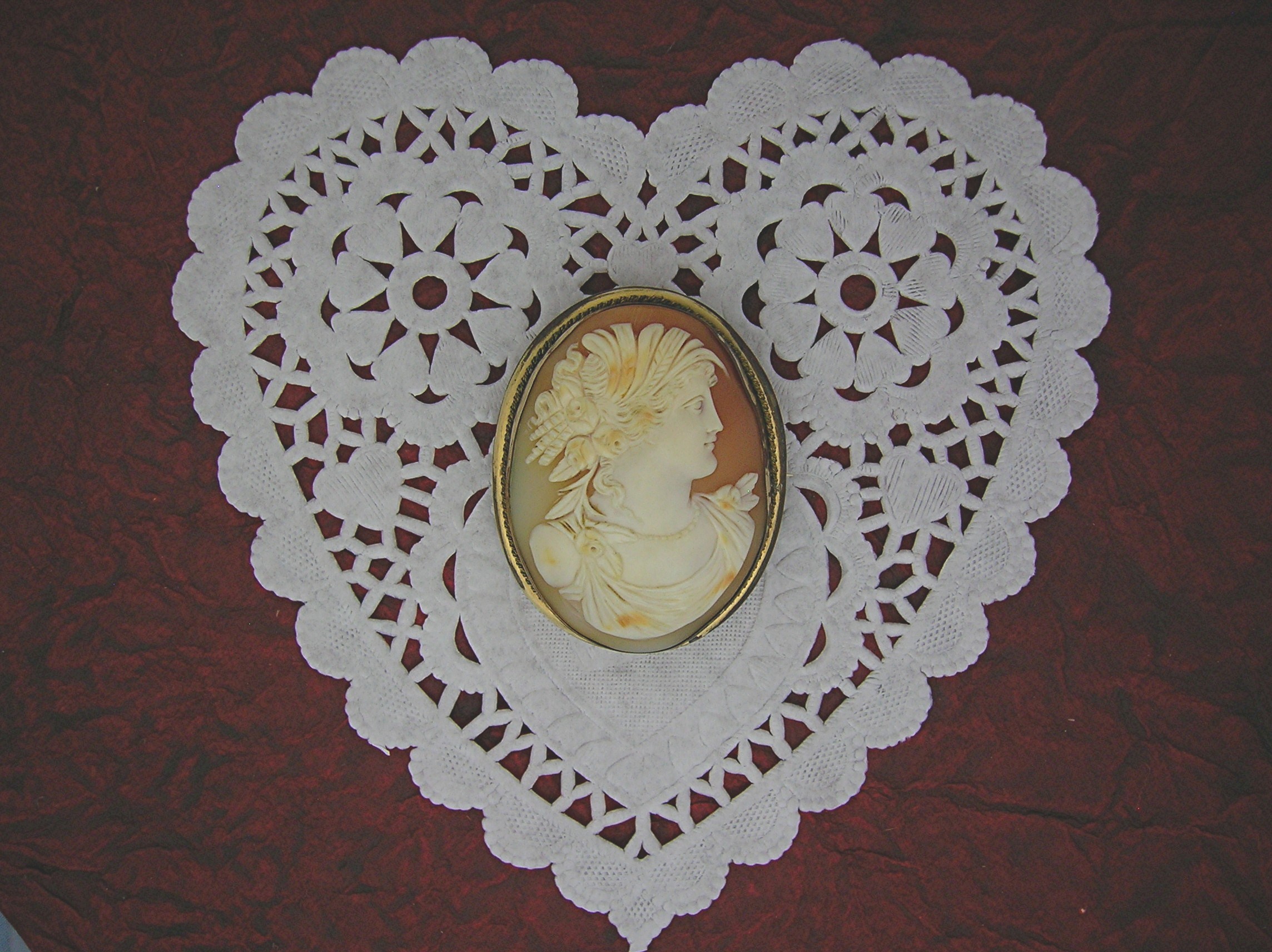 Cameo Carved Shell Italian 2 3/8 Inch Gilt Brass