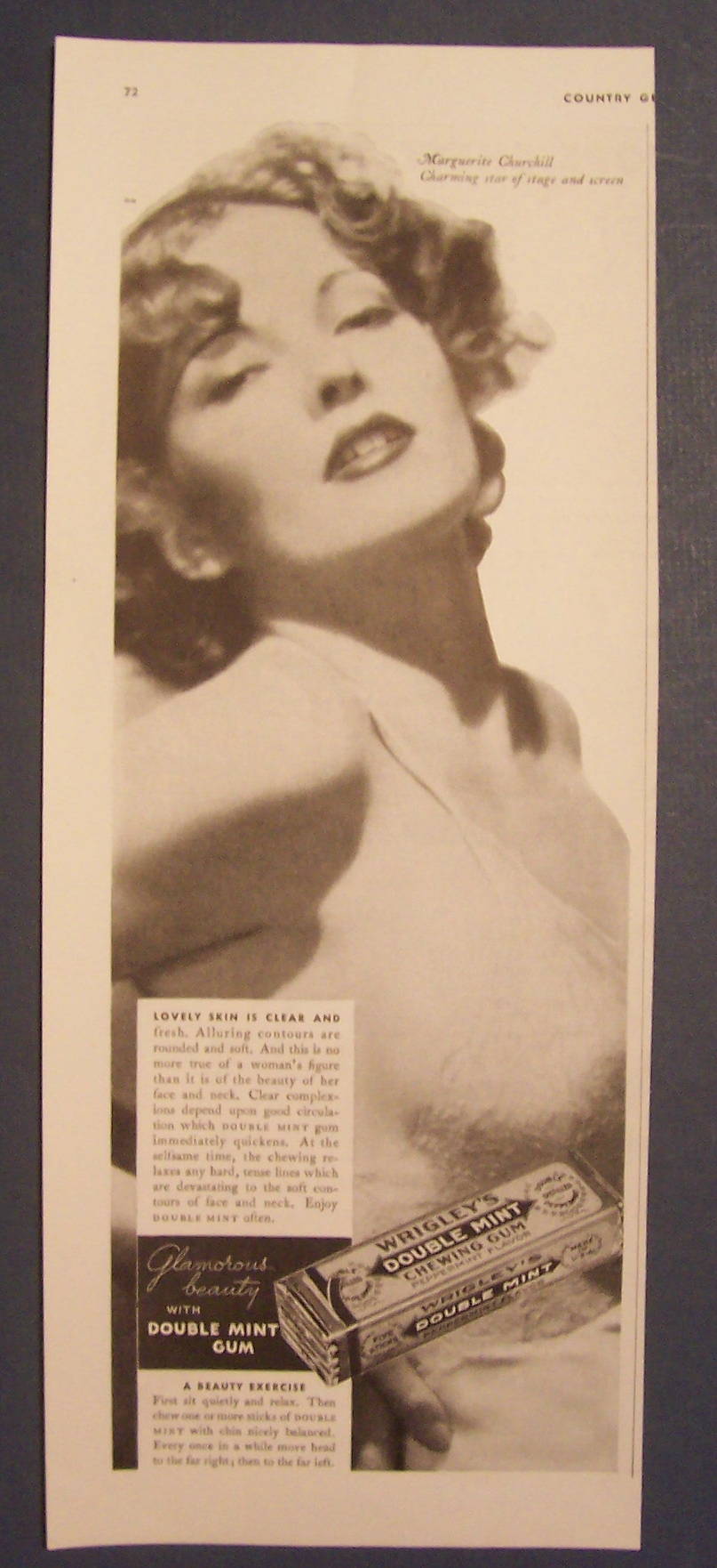 1934  Wrigley's Double Mint Gum w/ Marguerite Churchill