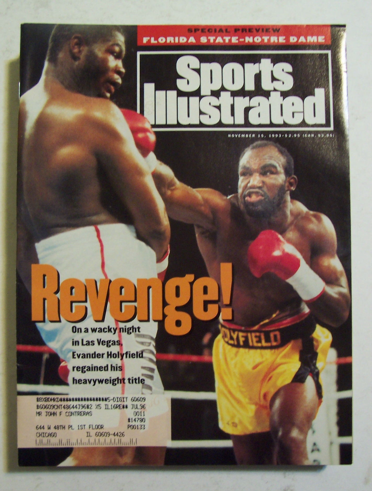 Sports Illustrated Magazine -Nov 15, 1993- E. Holyfield