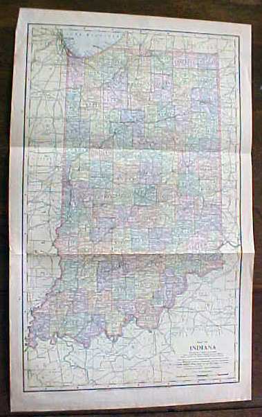 Antique Map Indiana 1901 Large Fold Out