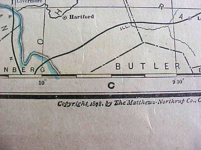 Antique Map Indiana 1901 Large Fold Out