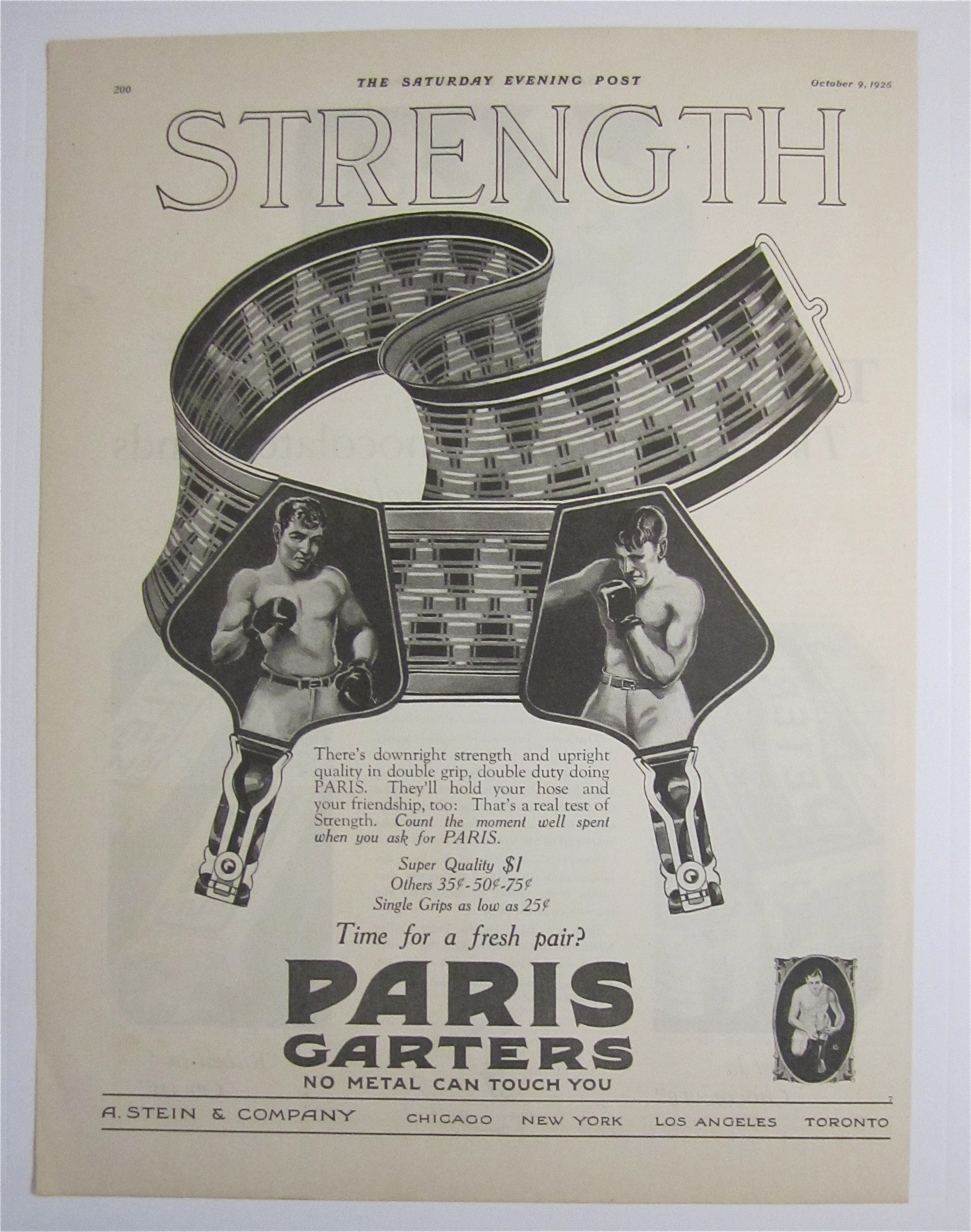 1926 Paris Garters with Two Men Boxing