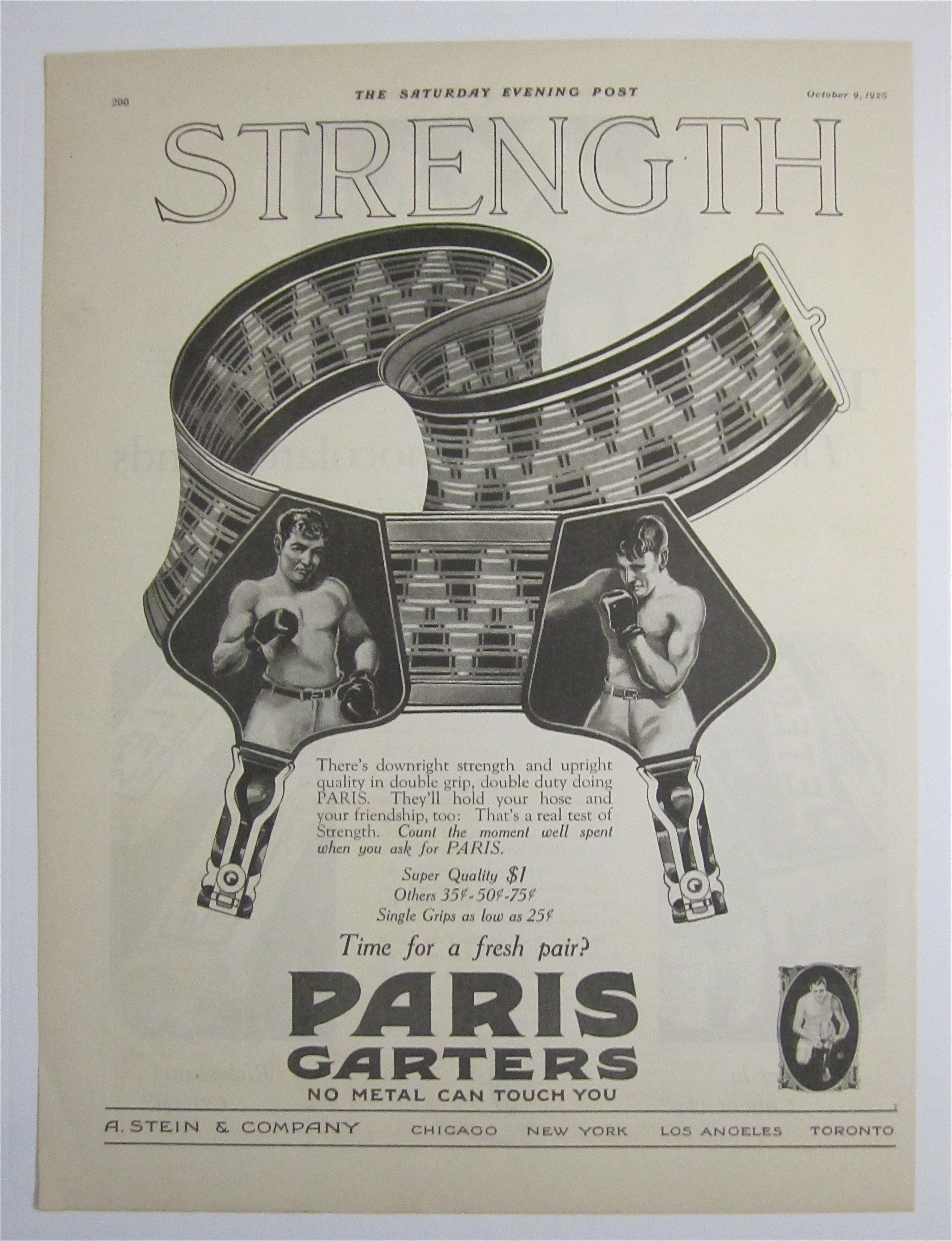 1926 Paris Garters with Two Men Boxing