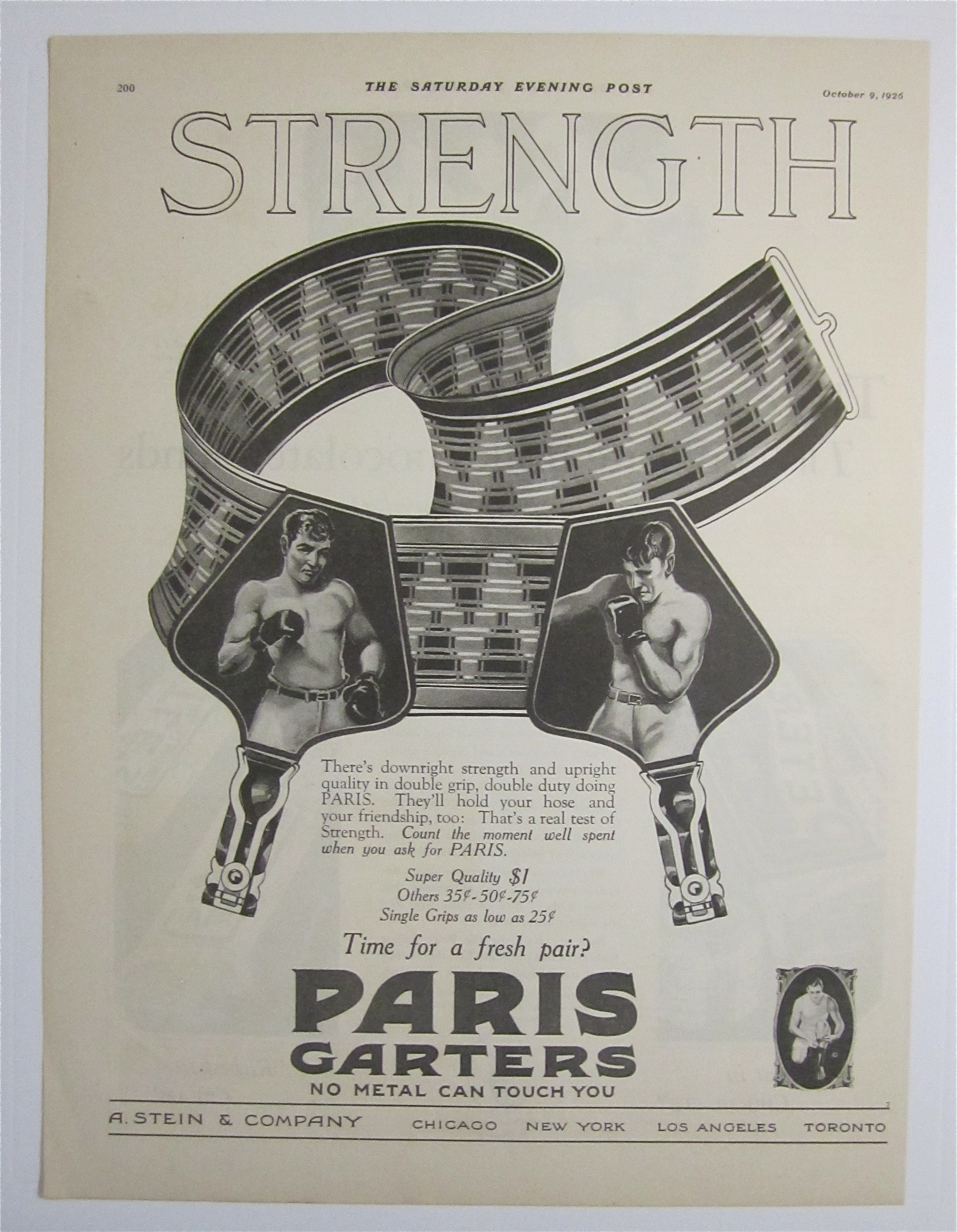 1926 Paris Garters with Two Men Boxing