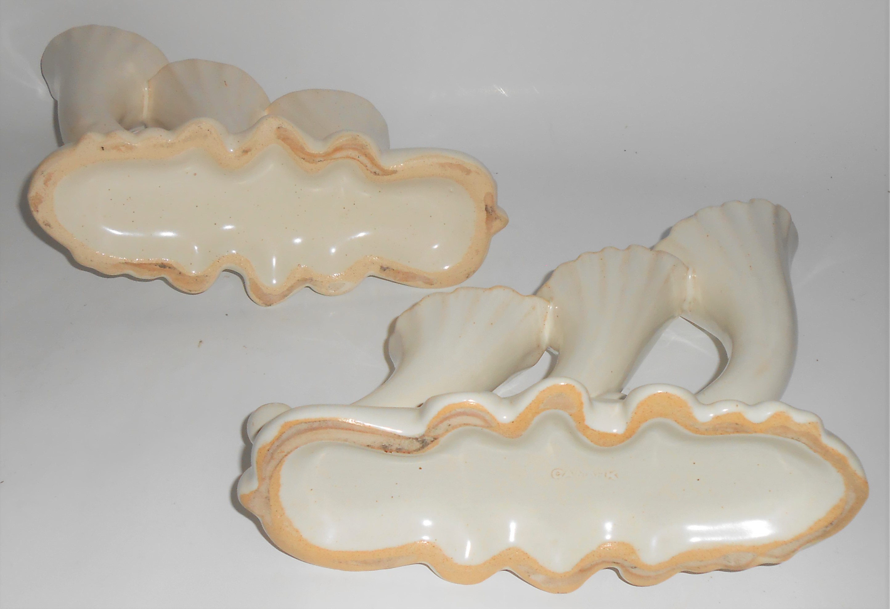 Camark Art Pottery Pair Matte White Triple Vases