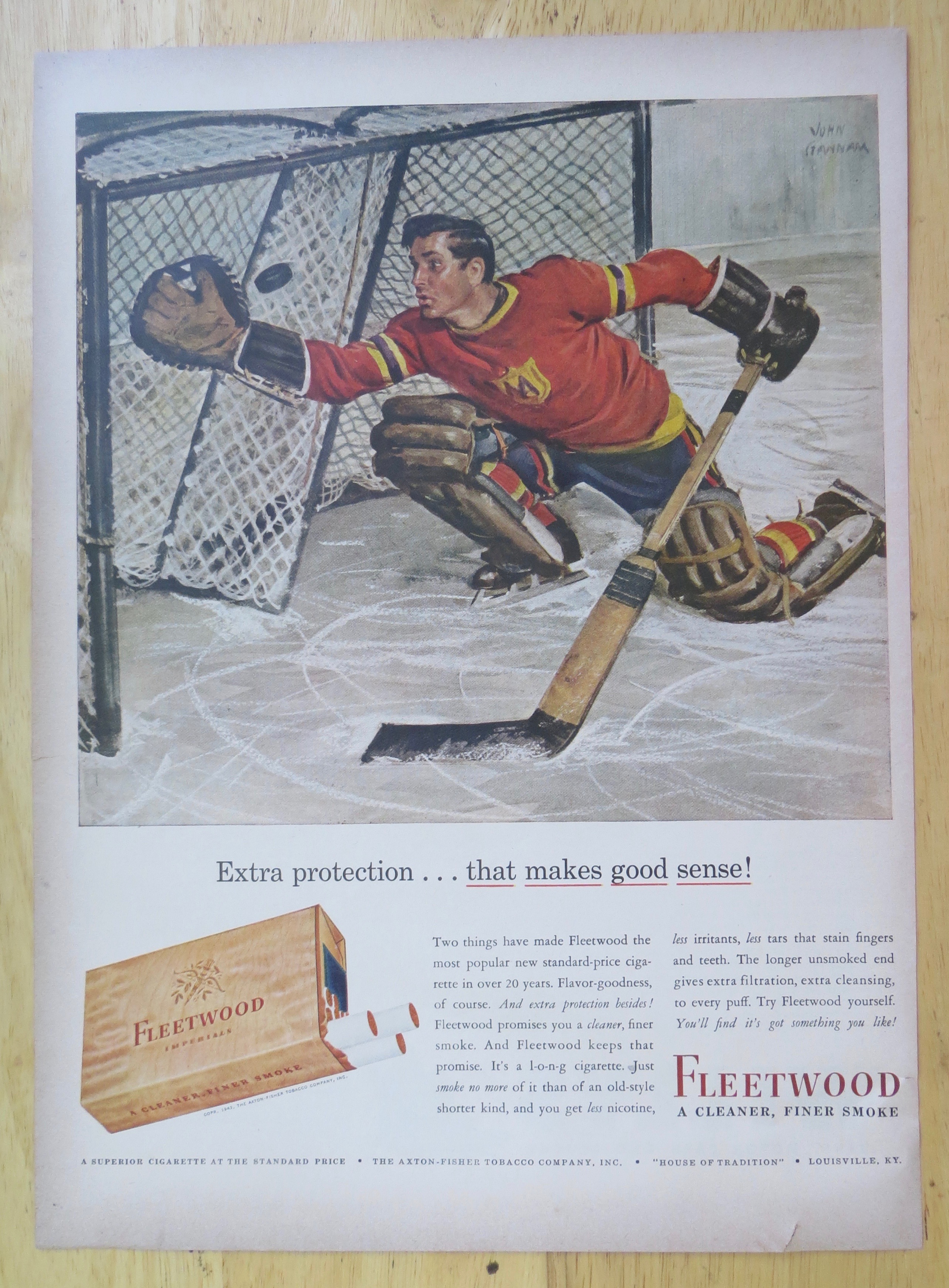 1943 Fleetwood Cigarettes with Hockey Goalie