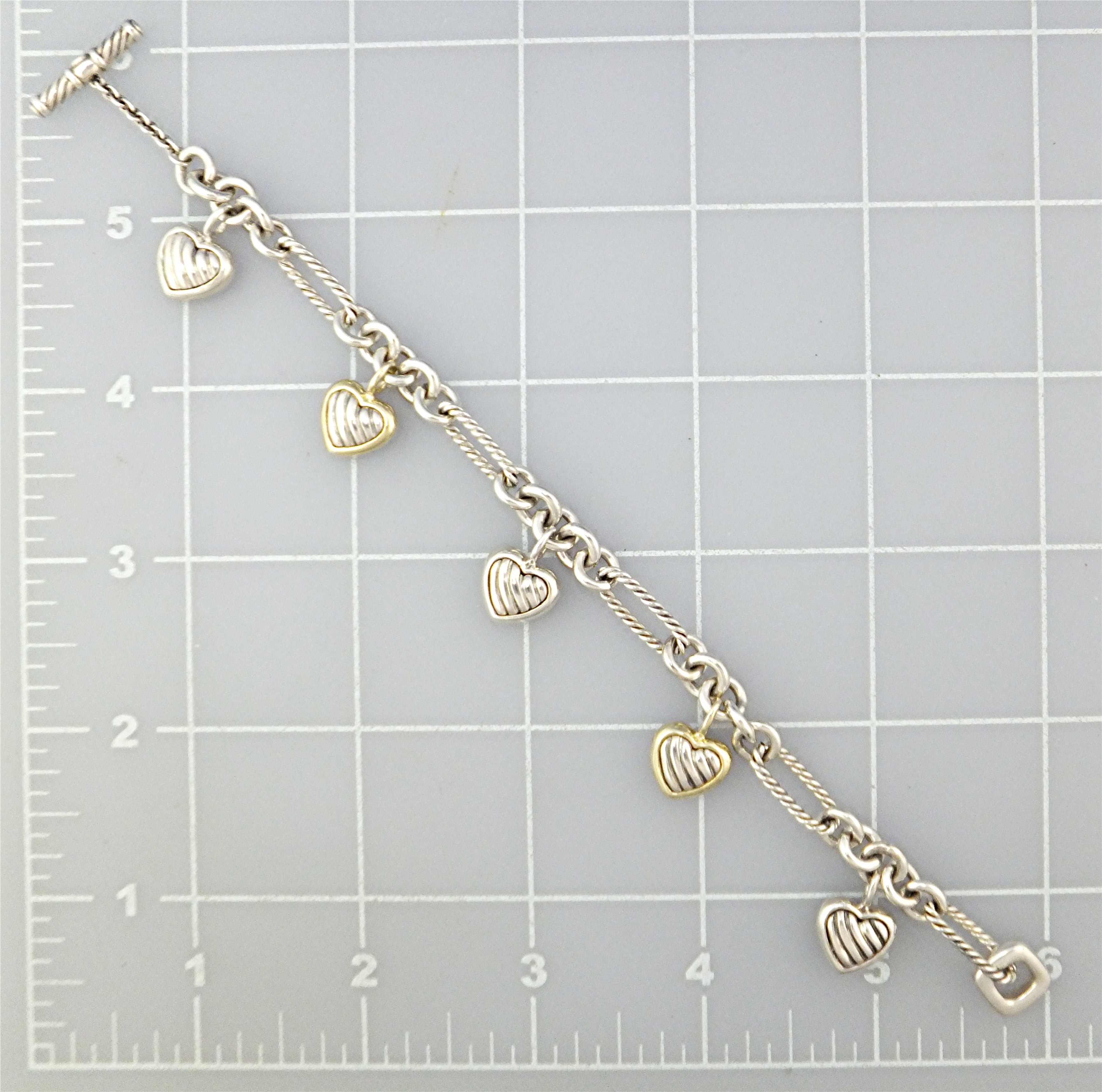 DAVID YURMAN 18K Sterling Silver Hearts Bracelet