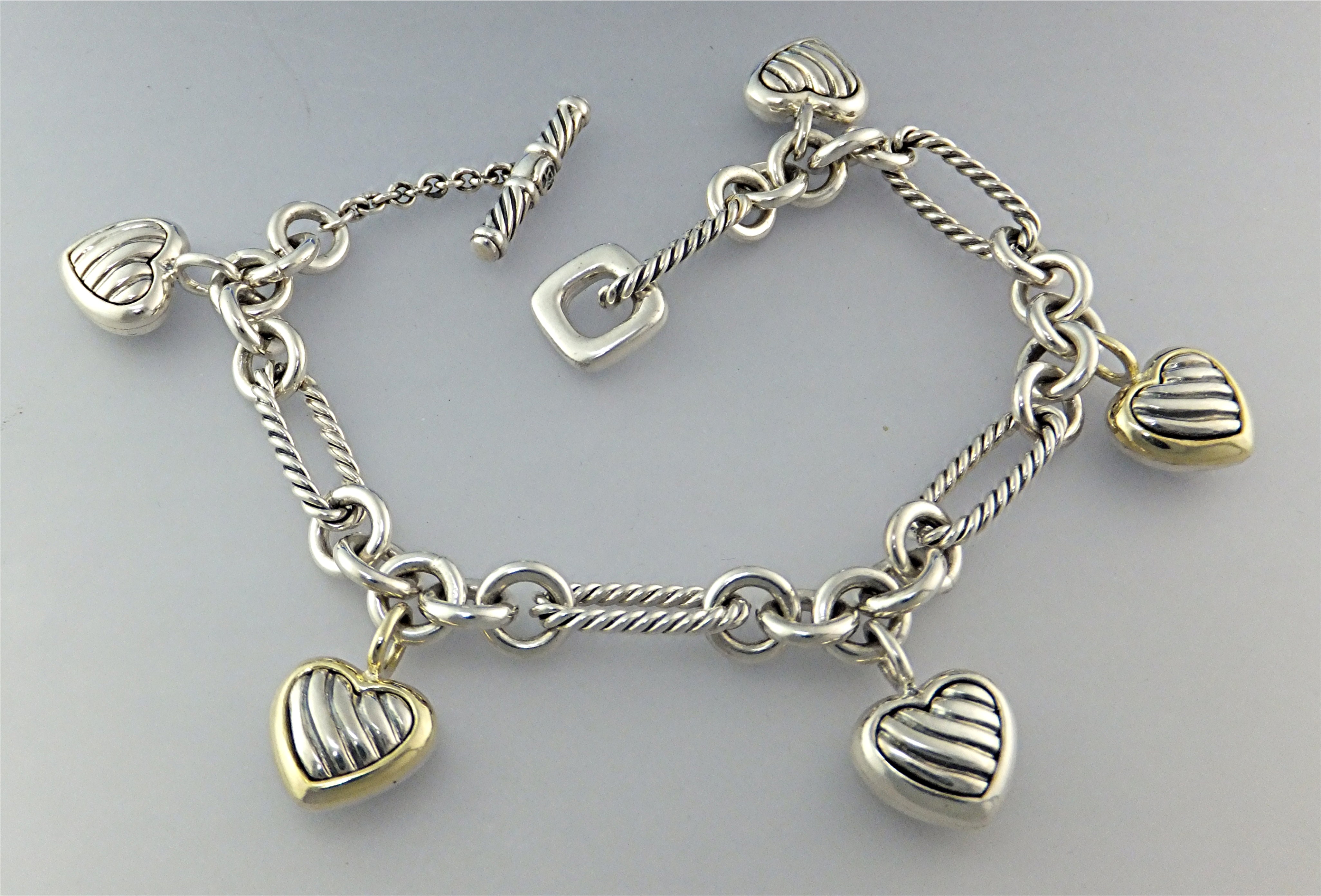 DAVID YURMAN 18K Sterling Silver Hearts Bracelet