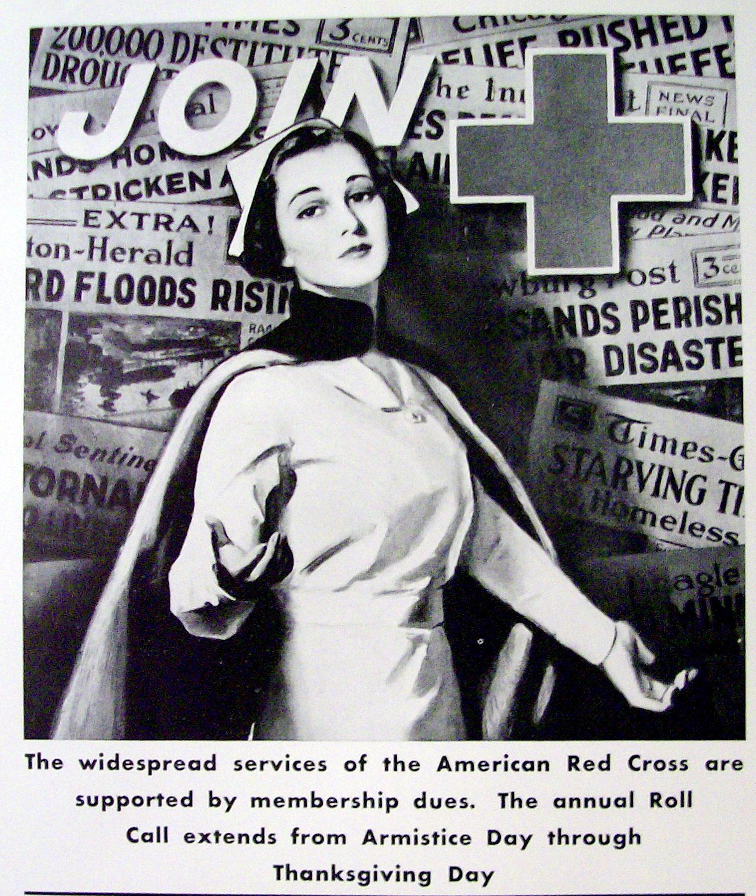 1939 American Red Cross w/ a Nurse Holding Out Her Hand