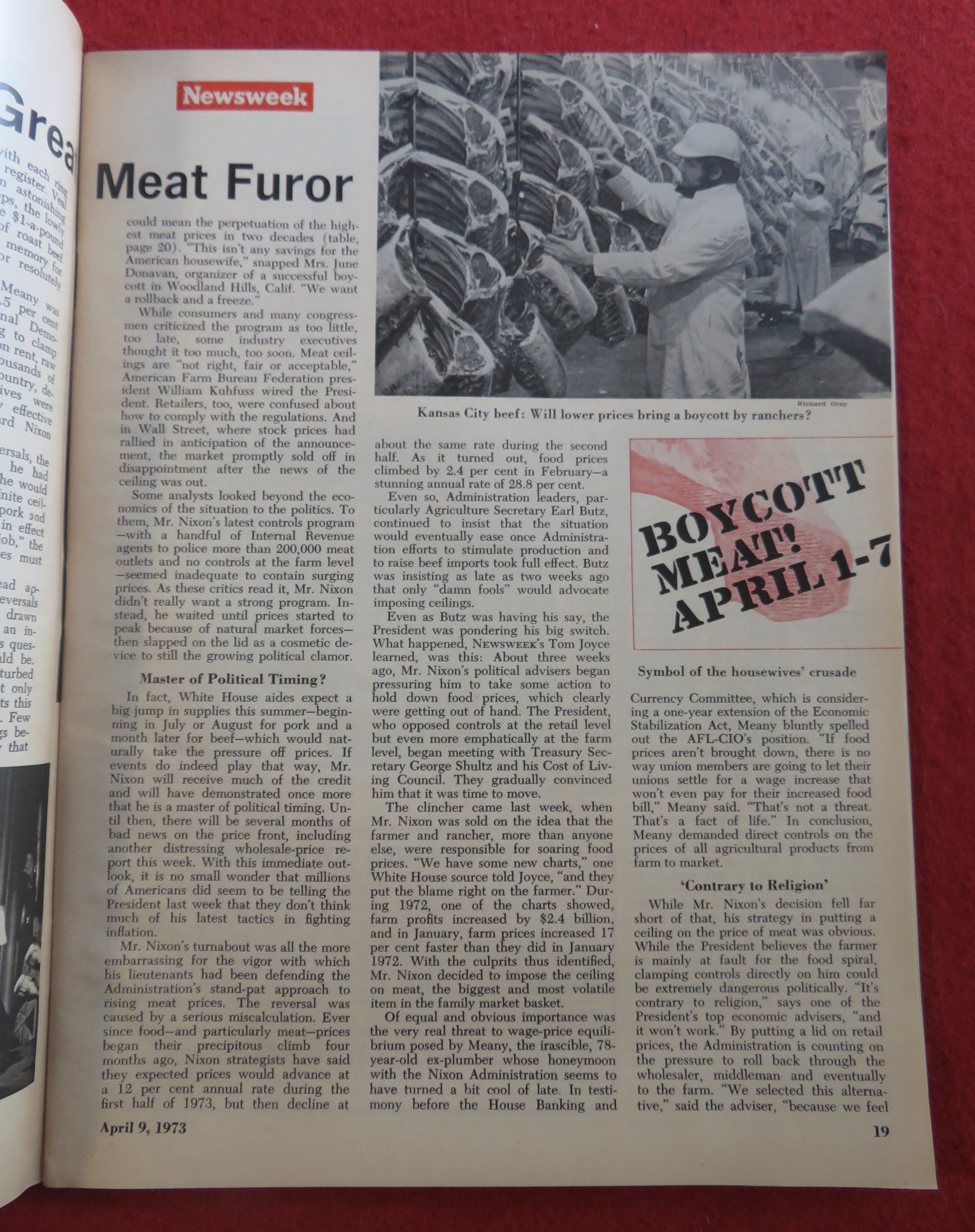 Newsweek Magazine April 9, 1973 The Meat Furor