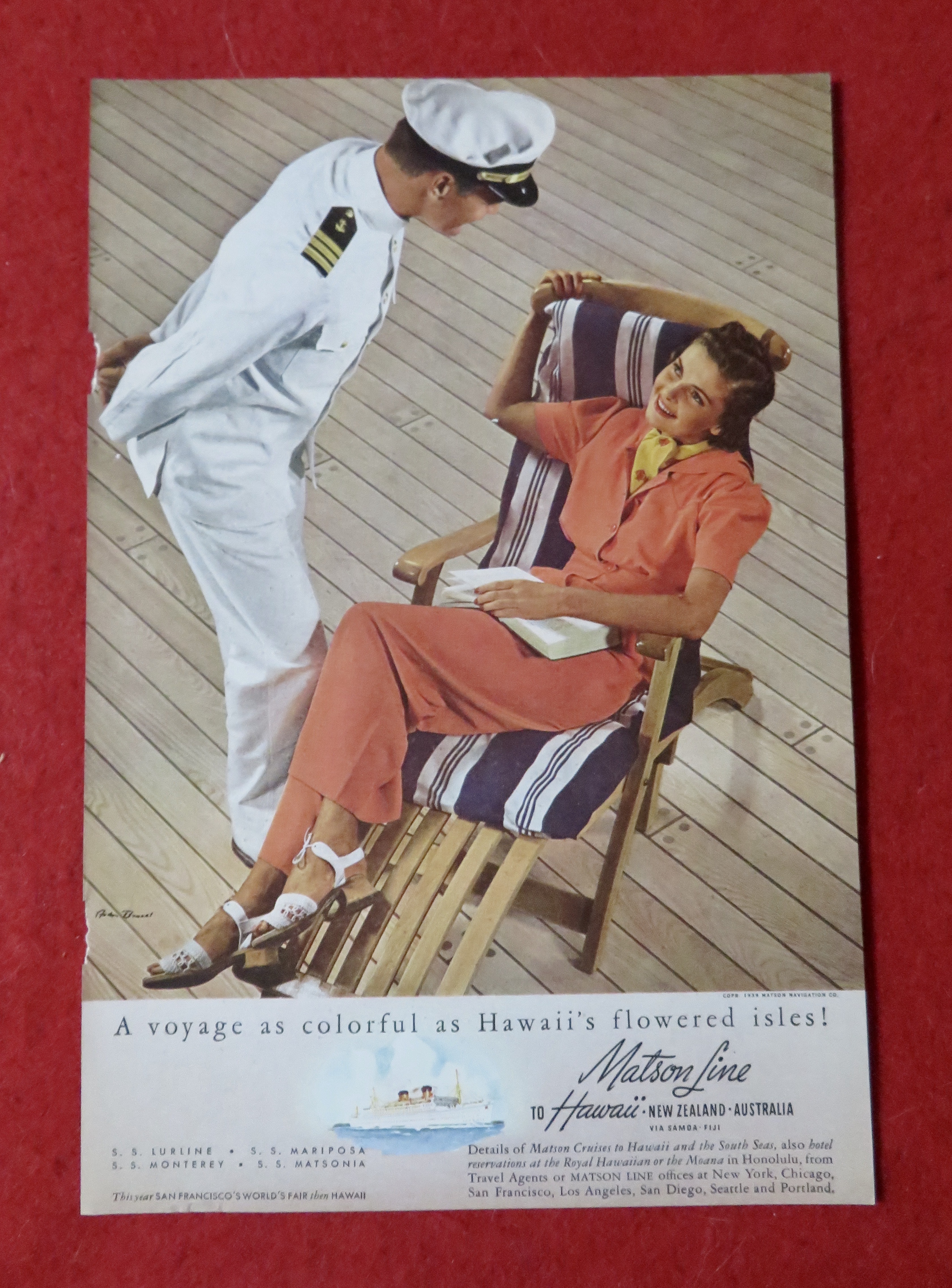 1939 Matson Line To Hawaii w/ Woman Talking To Captain