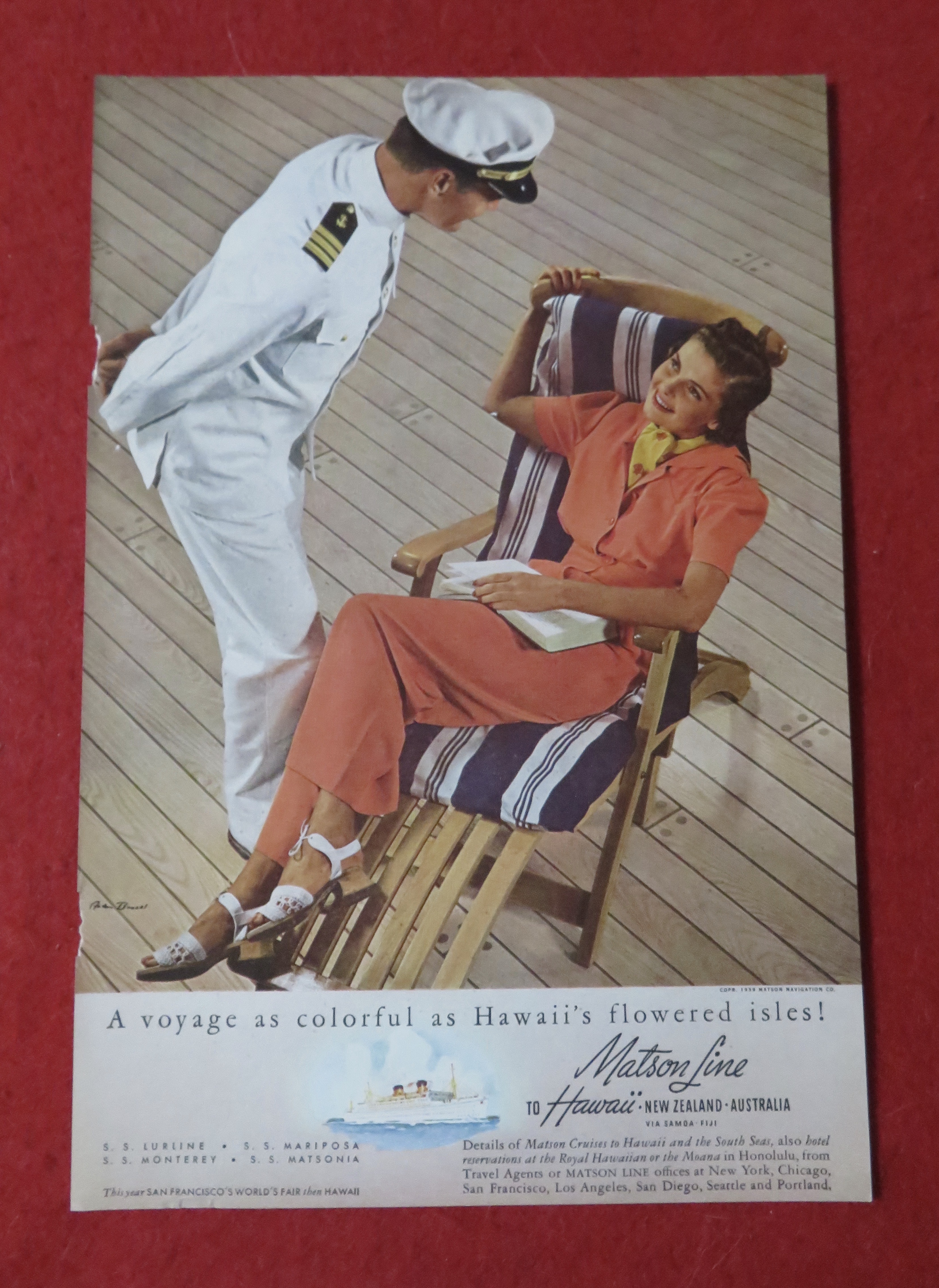 1939 Matson Line To Hawaii w/ Woman Talking To Captain