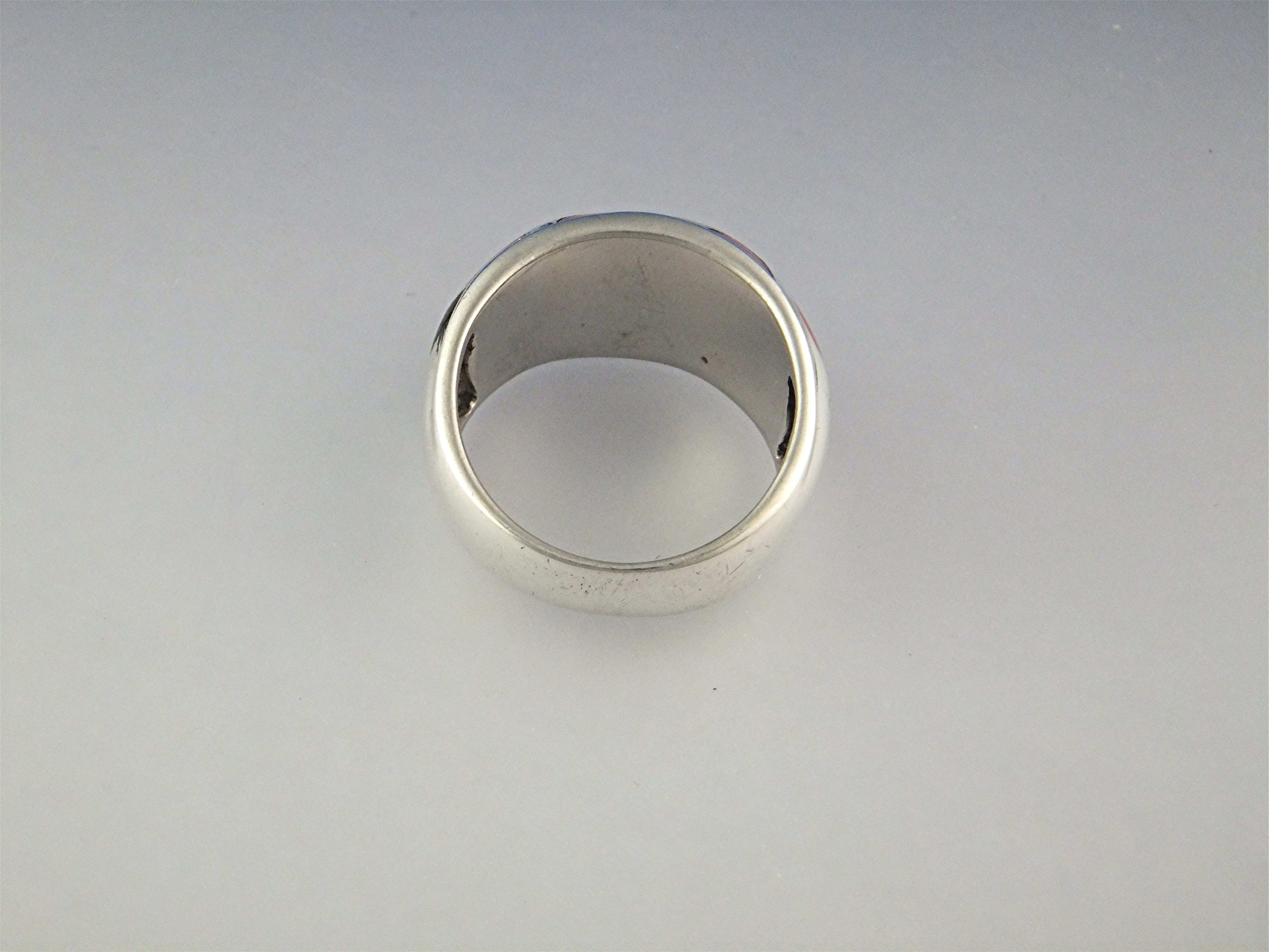 Ring Sterling Silver Apple Coral Signed 'A'