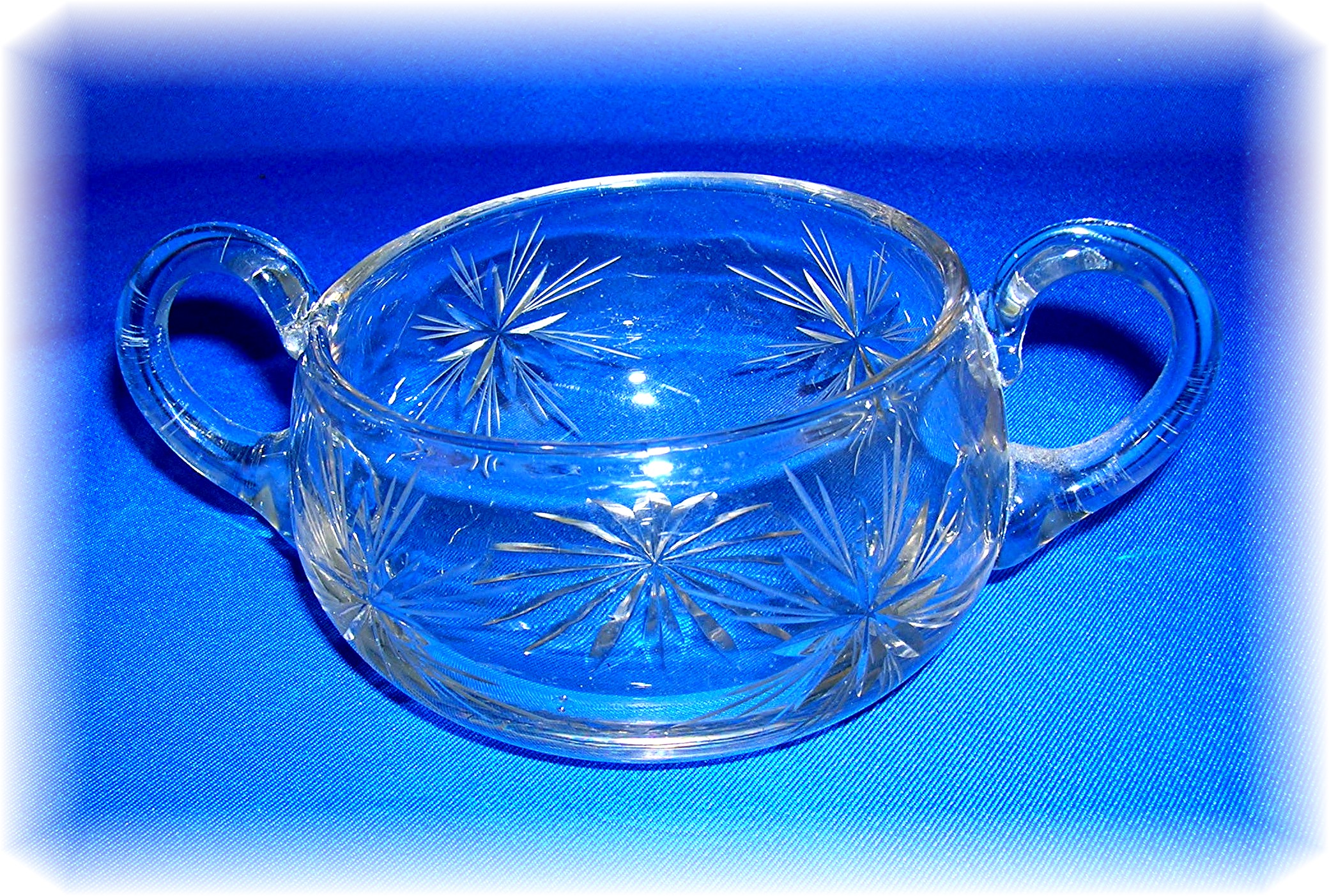 Cut Glass Sugar Bowl - Star Burst - . . .