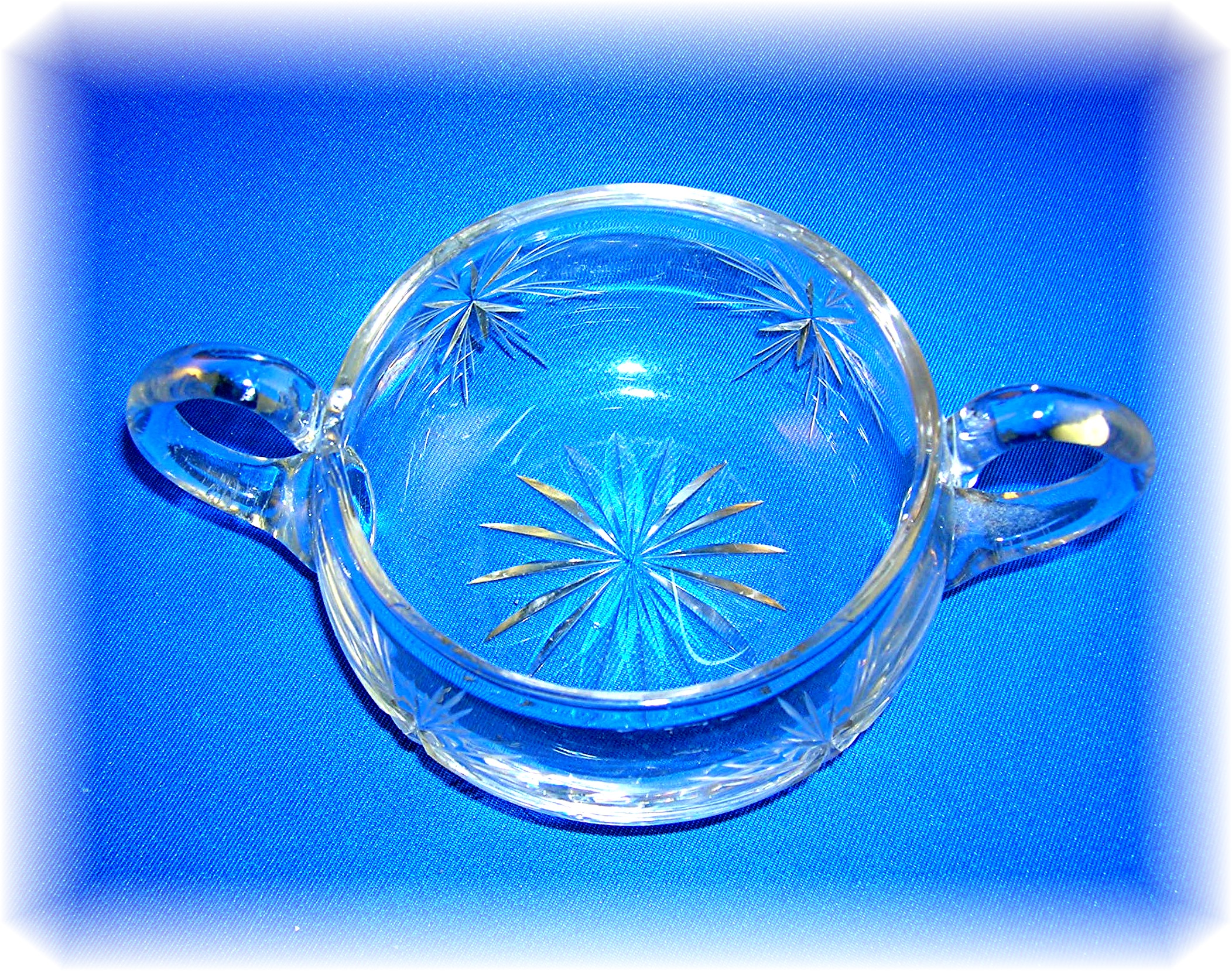 Cut Glass Sugar Bowl - Star Burst - . . .
