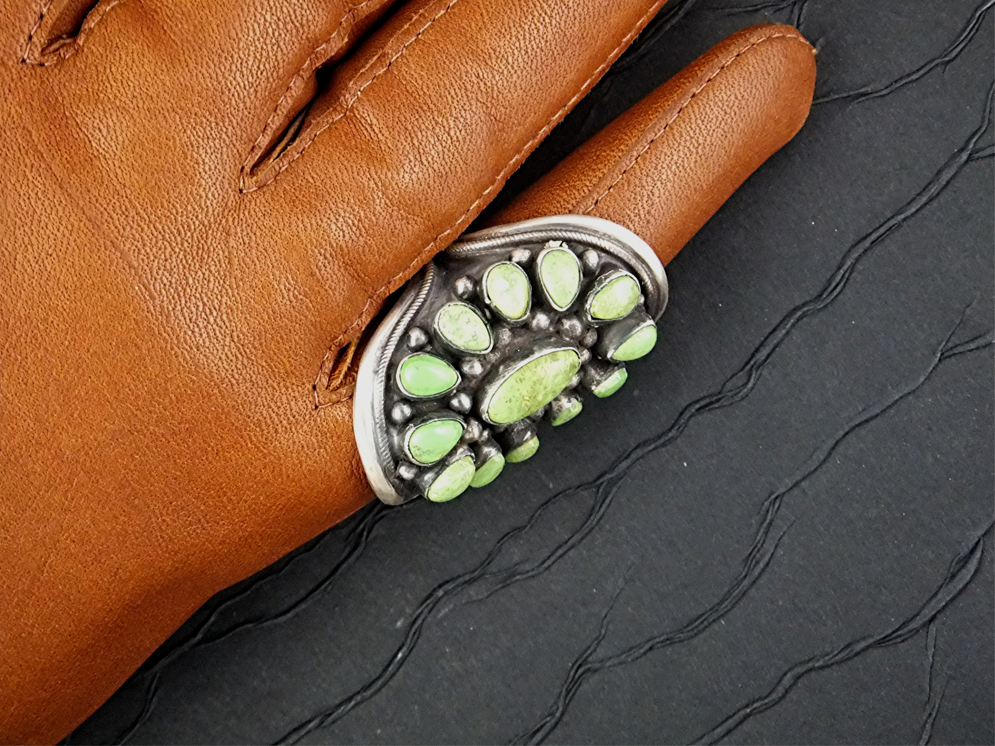 Native American Gaspeite Sterling Silver Marie Smith Ri
