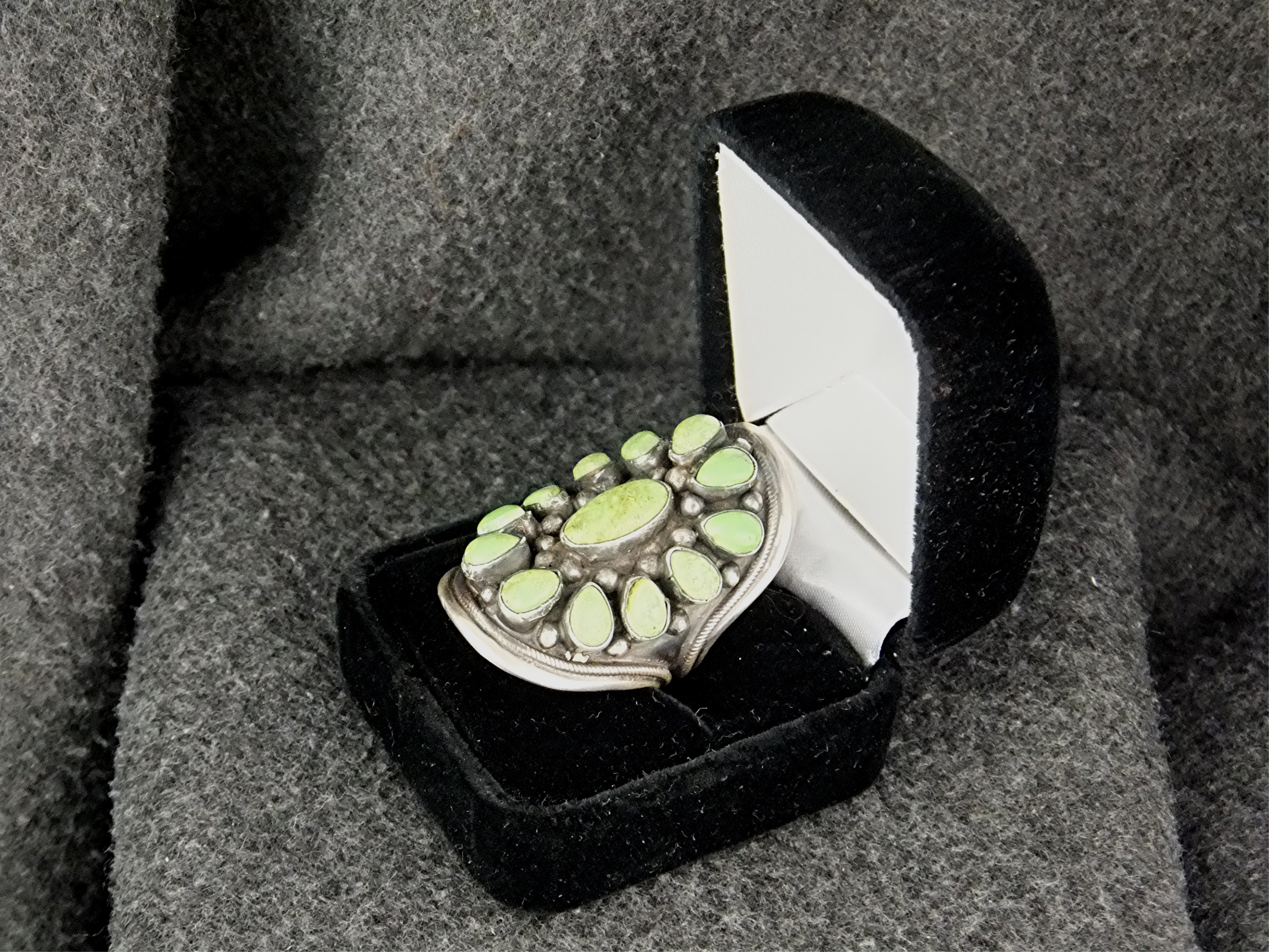 Native American Gaspeite Sterling Silver Marie Smith Ri